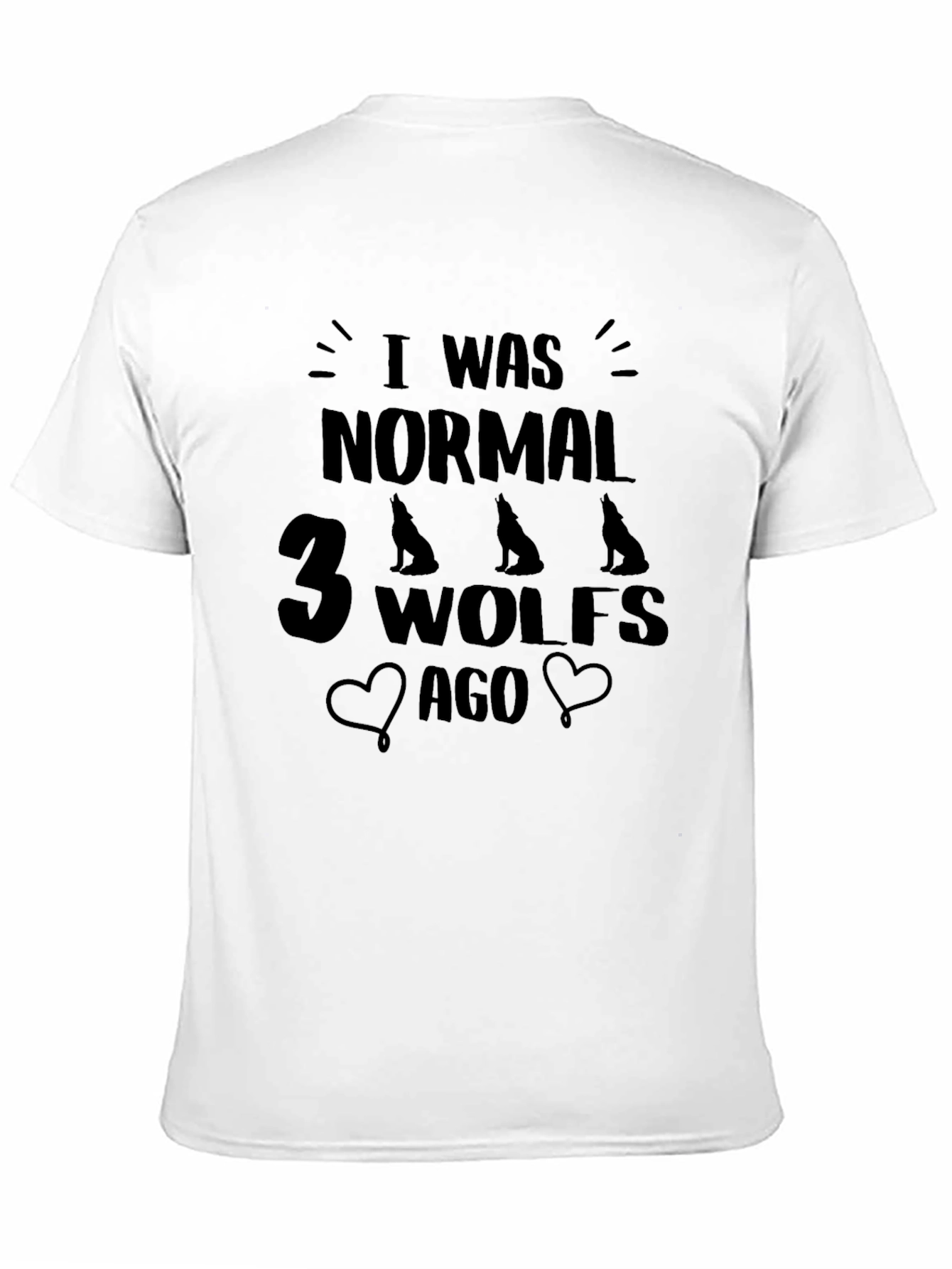 I Was Normal 3 Wolves Ago Black T-Shirt