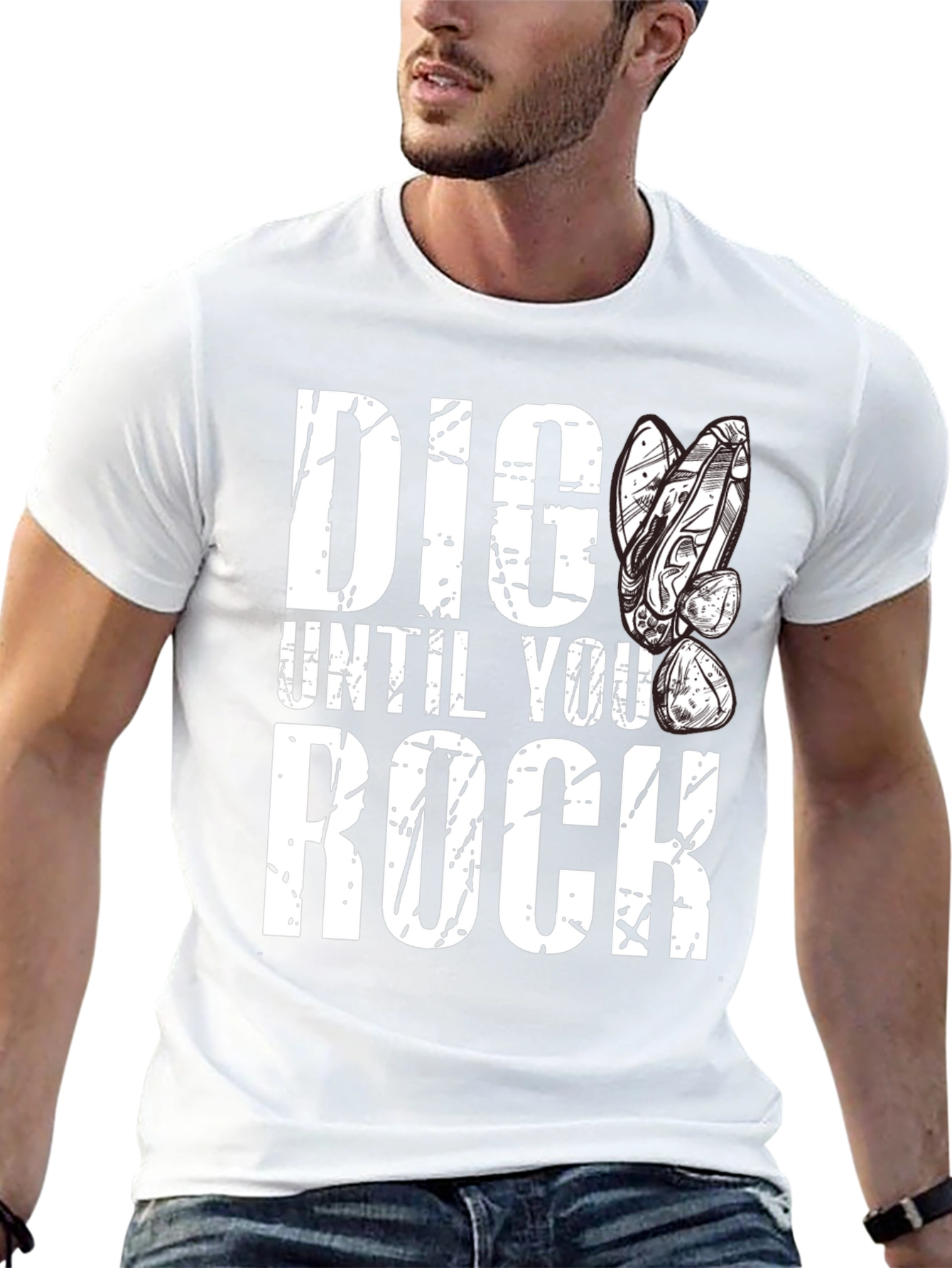 Dig Until You Rock Black Graphic Tee