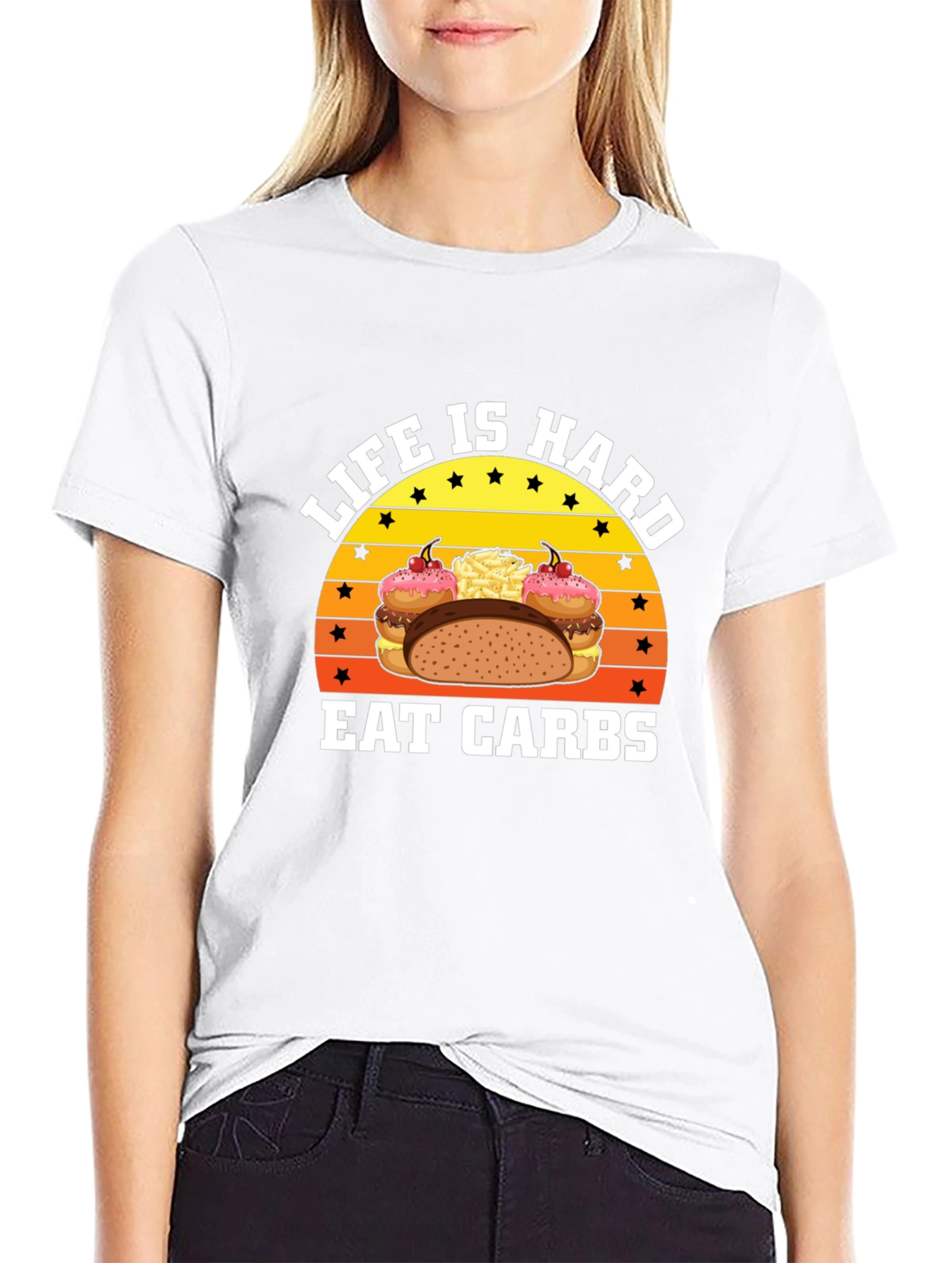 Life is Hard Eat Carbs Black T-Shirt