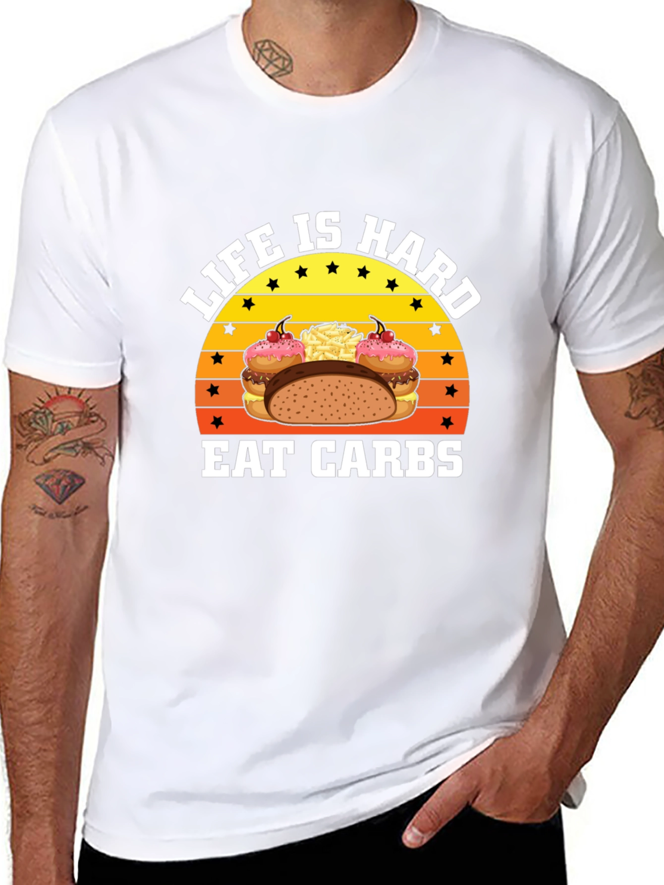 Life is Hard Eat Carbs Black T-Shirt