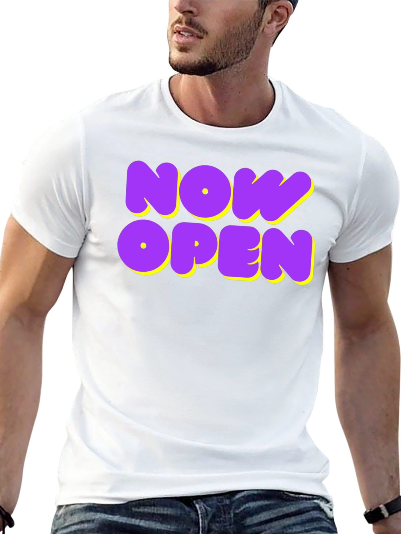 Now Open Graphic Tee - Trendy Casual Wear