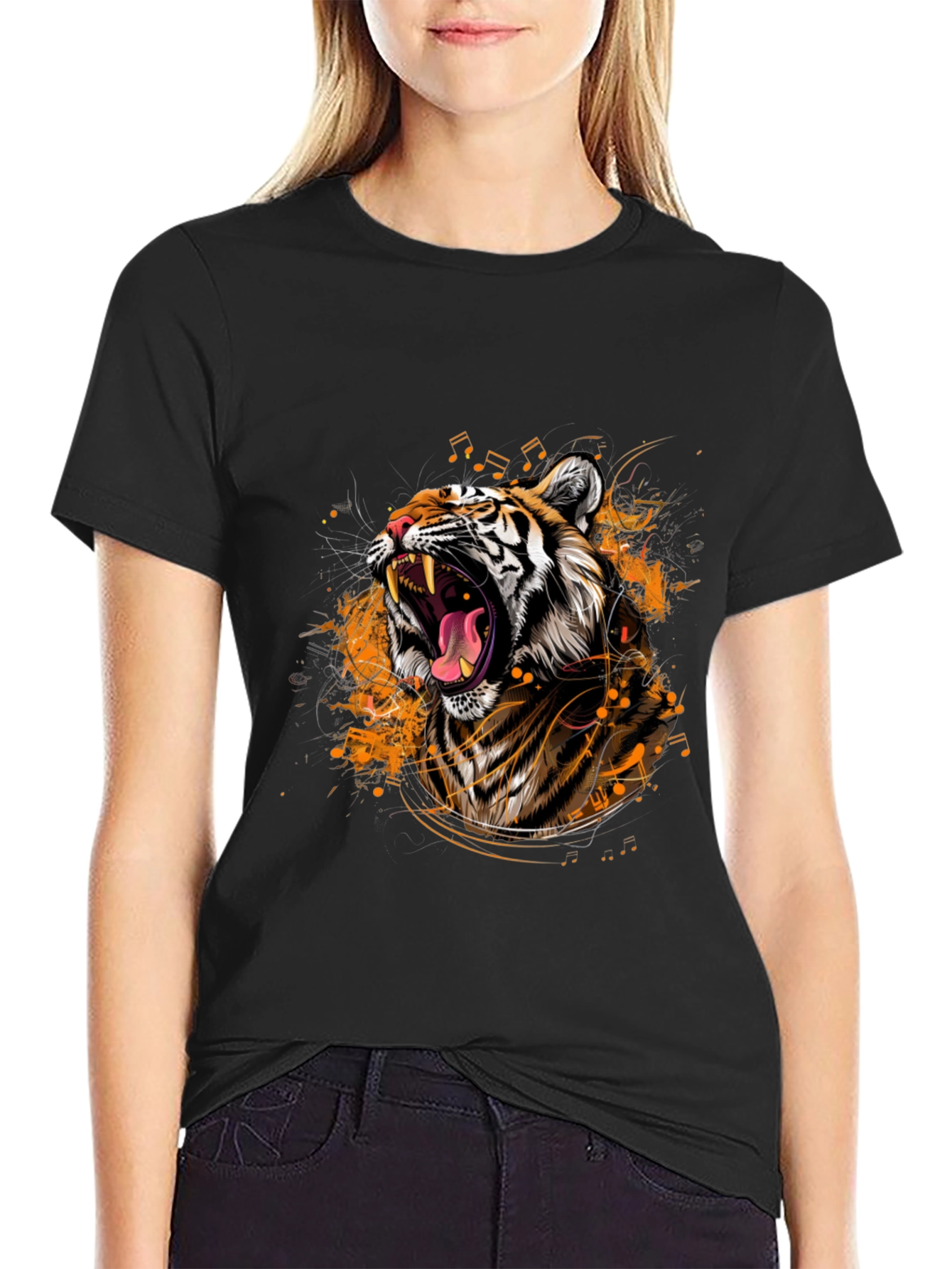 Tiger Roar Graphic Black T-Shirt