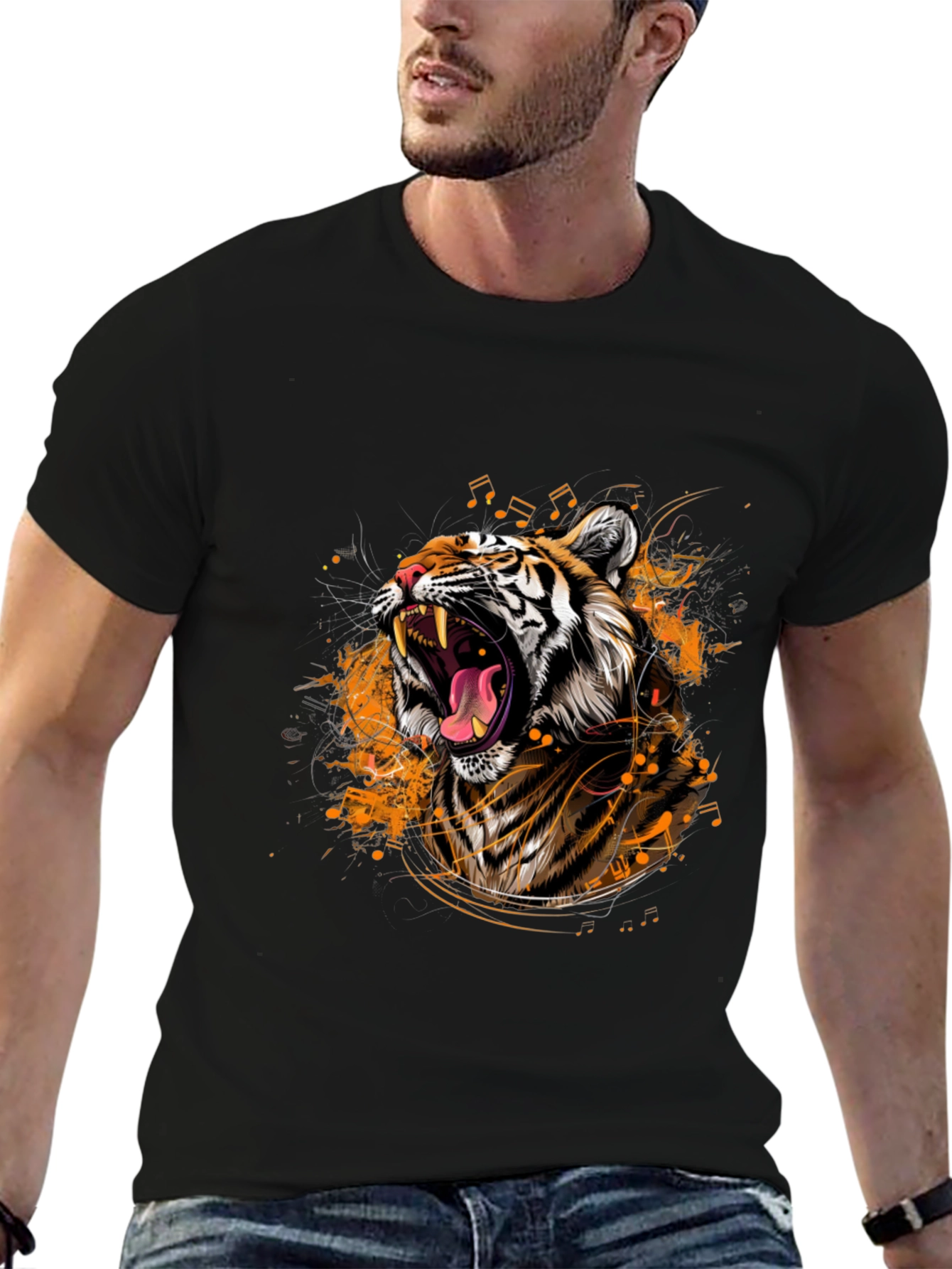 Tiger Roar Graphic Black T-Shirt