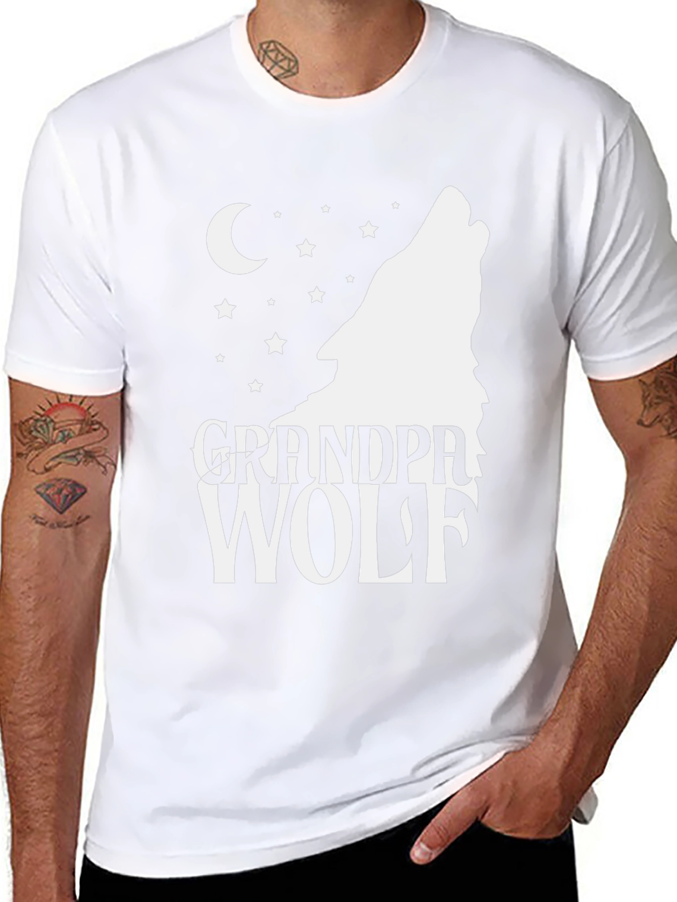 Grandpa Wolf T-Shirt - Howling Moon Design
