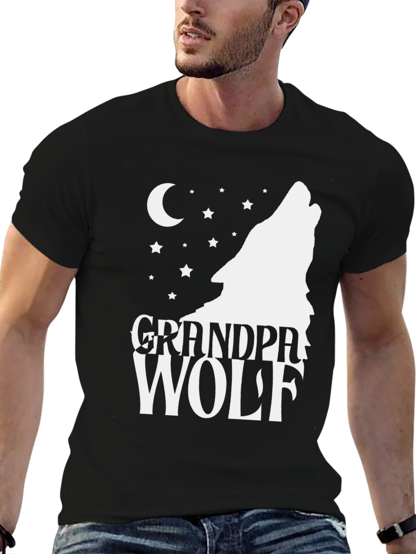 Grandpa Wolf T-Shirt - Howling Moon Design