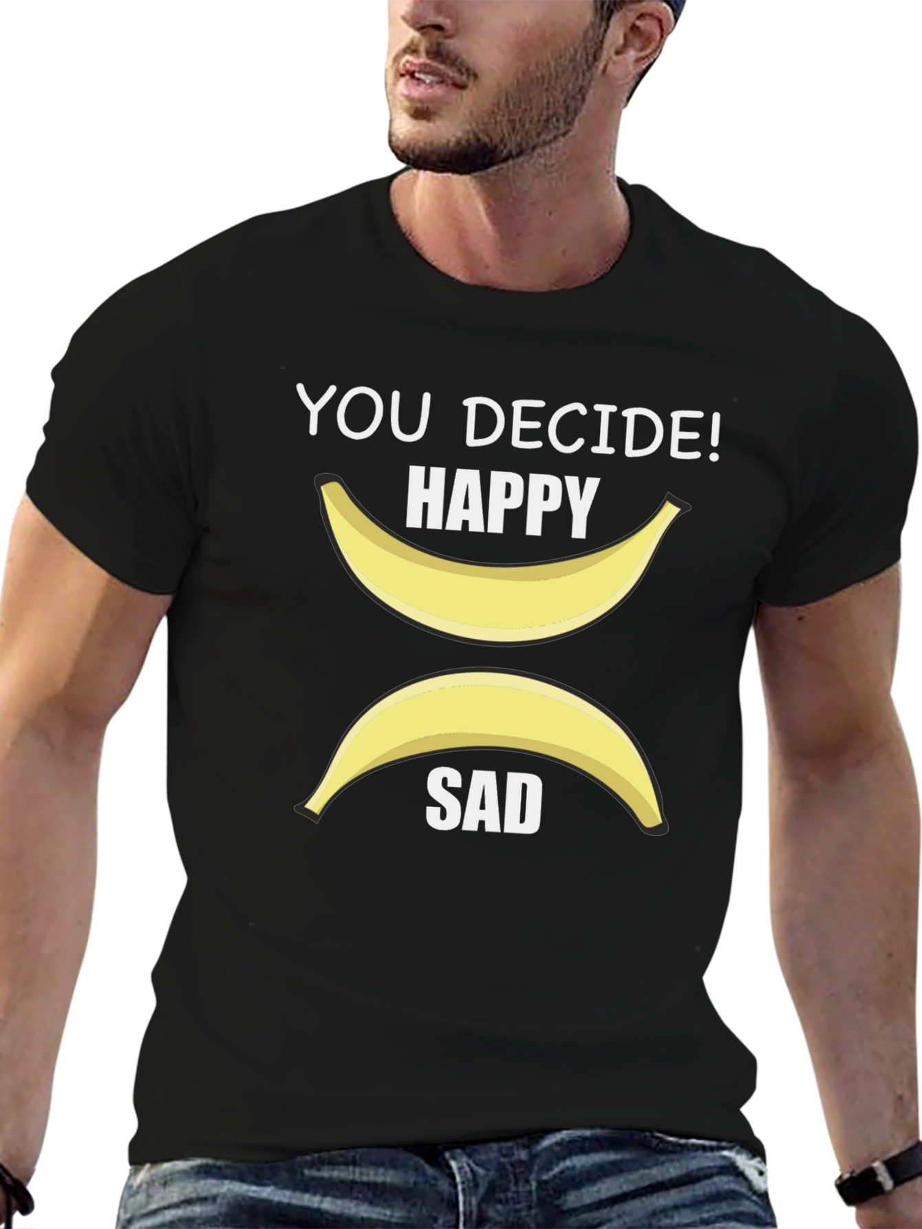Decide Happy or Sad Banana Graphic T-Shirt