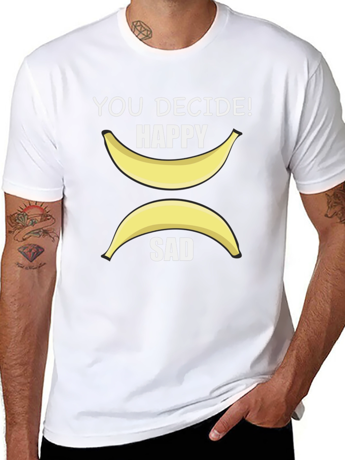 Decide Happy or Sad Banana Graphic T-Shirt