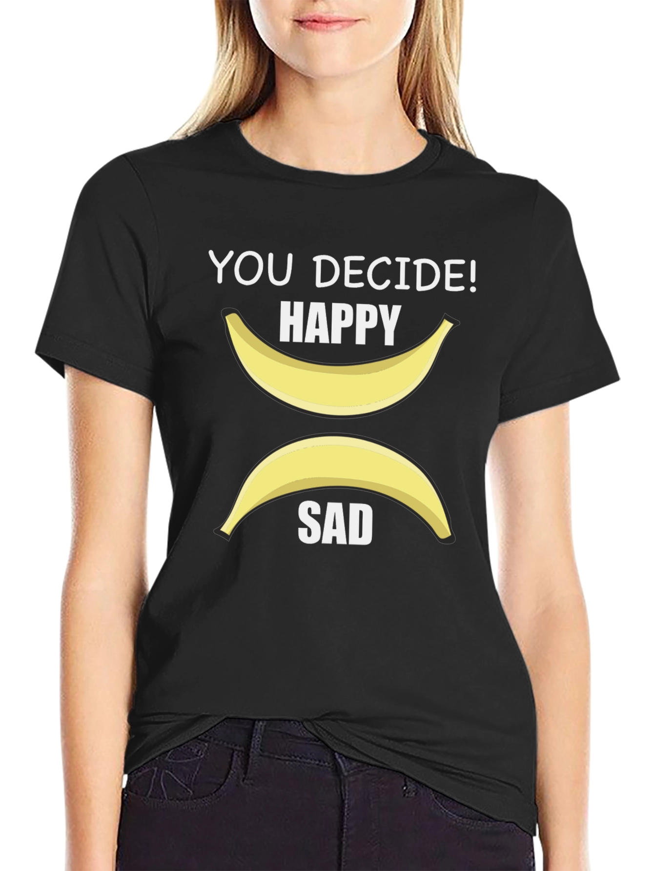 Decide Happy or Sad Banana Graphic T-Shirt