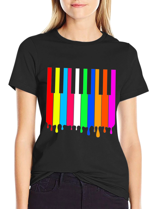 Colorful Piano Keys Dripping Tee