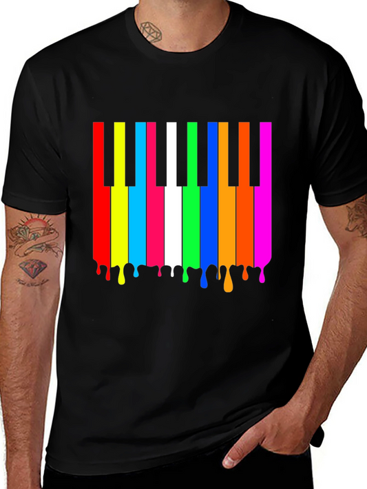Colorful Piano Keys Dripping Tee