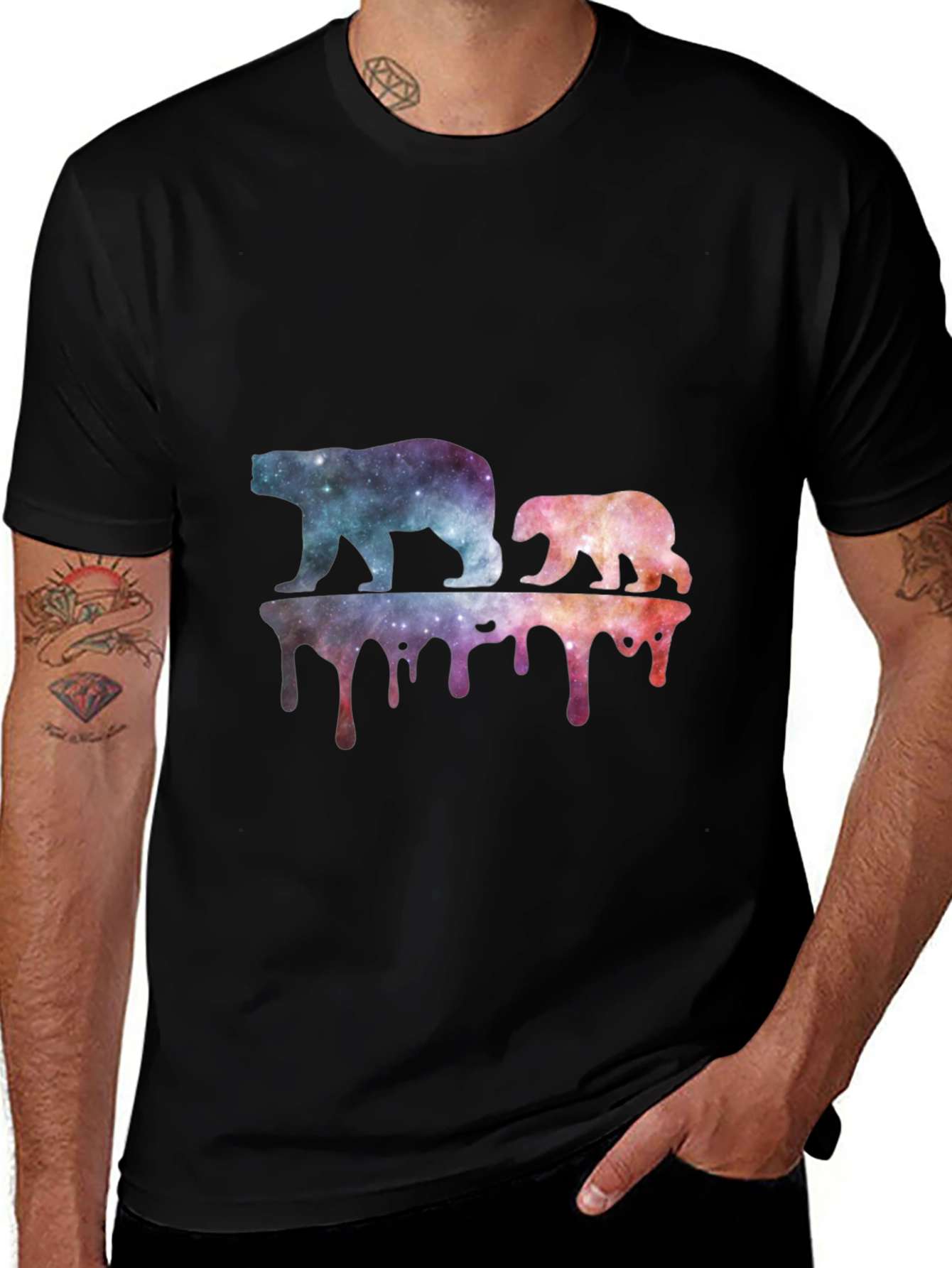Galaxy Bears Graphic Tee - Black