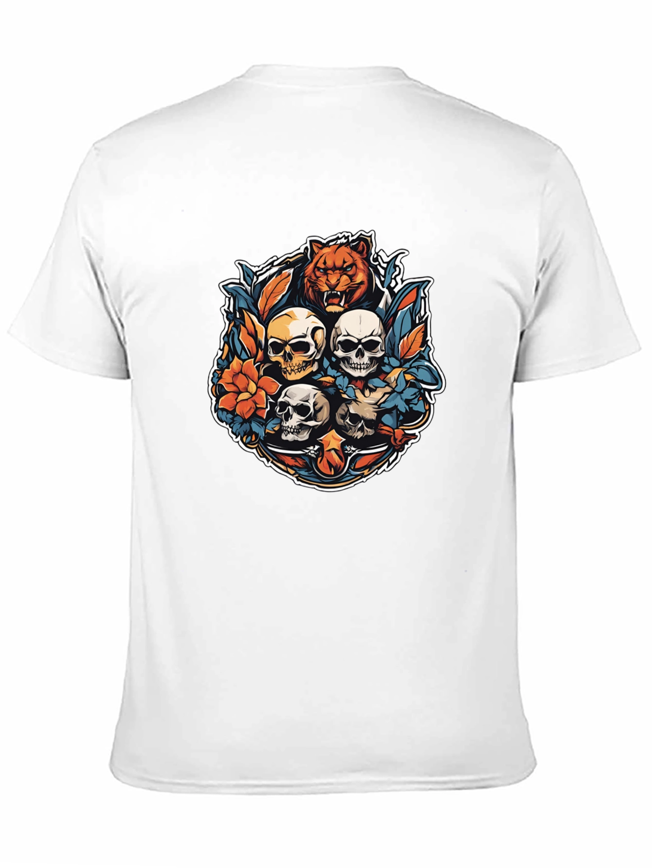Tiger & Skulls Graphic Black T-Shirt