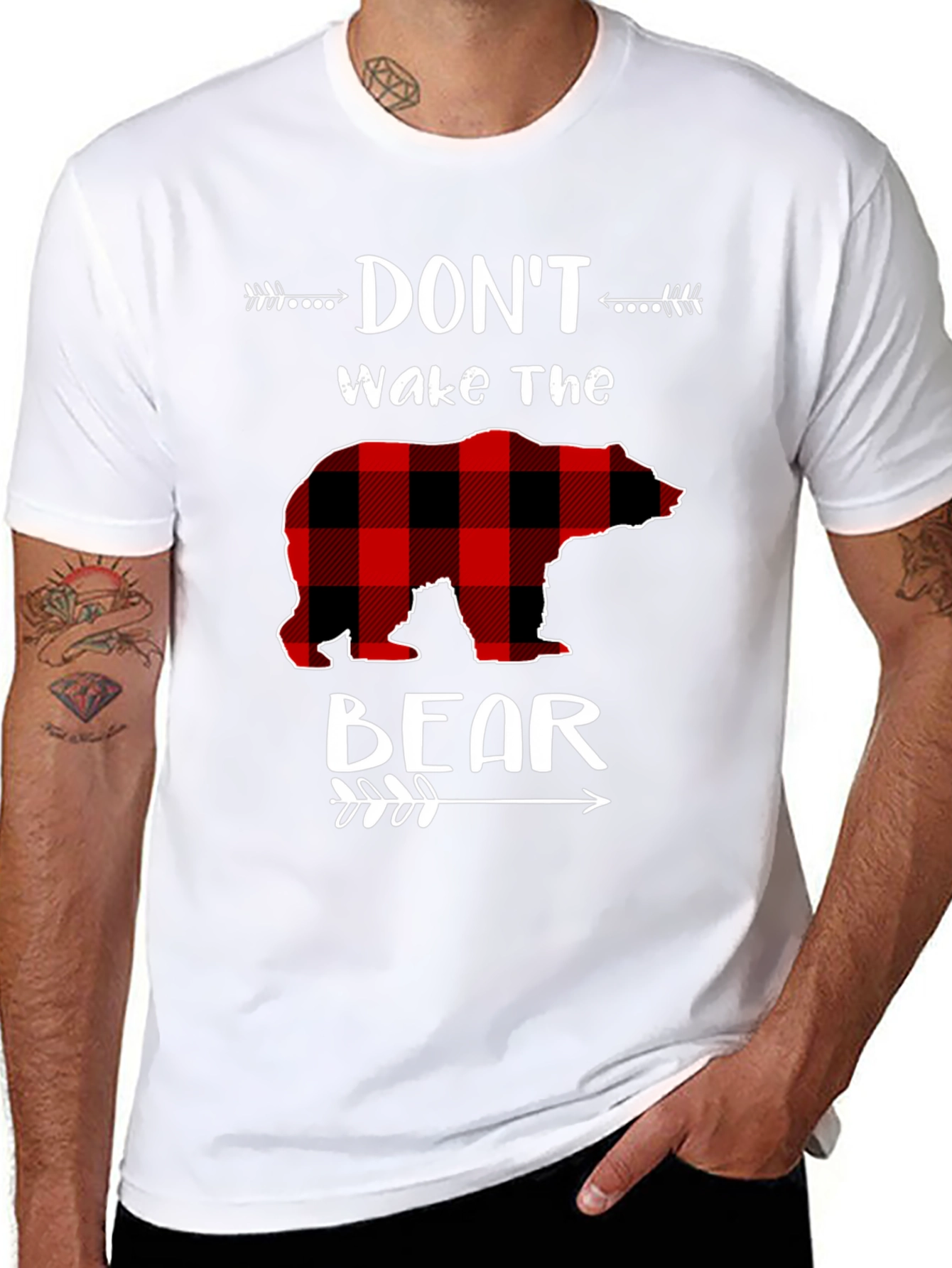 Dont Wake The Bear Plaid Graphic Tee