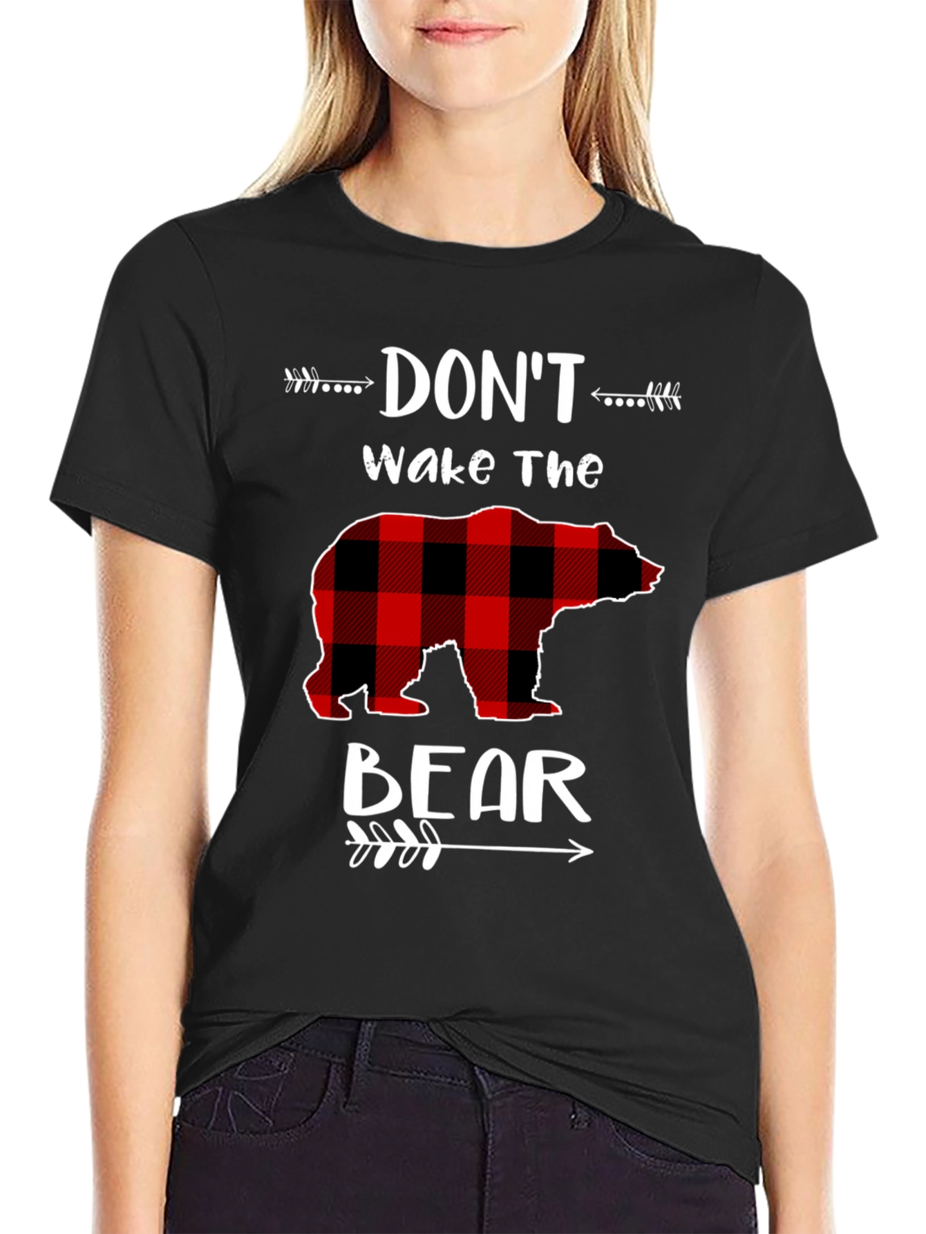 Dont Wake The Bear Plaid Graphic Tee