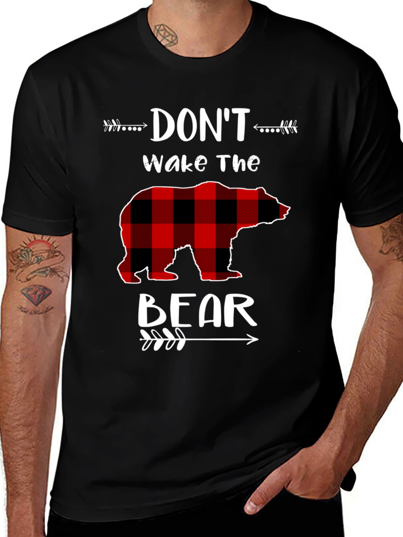 Dont Wake The Bear Plaid Graphic Tee
