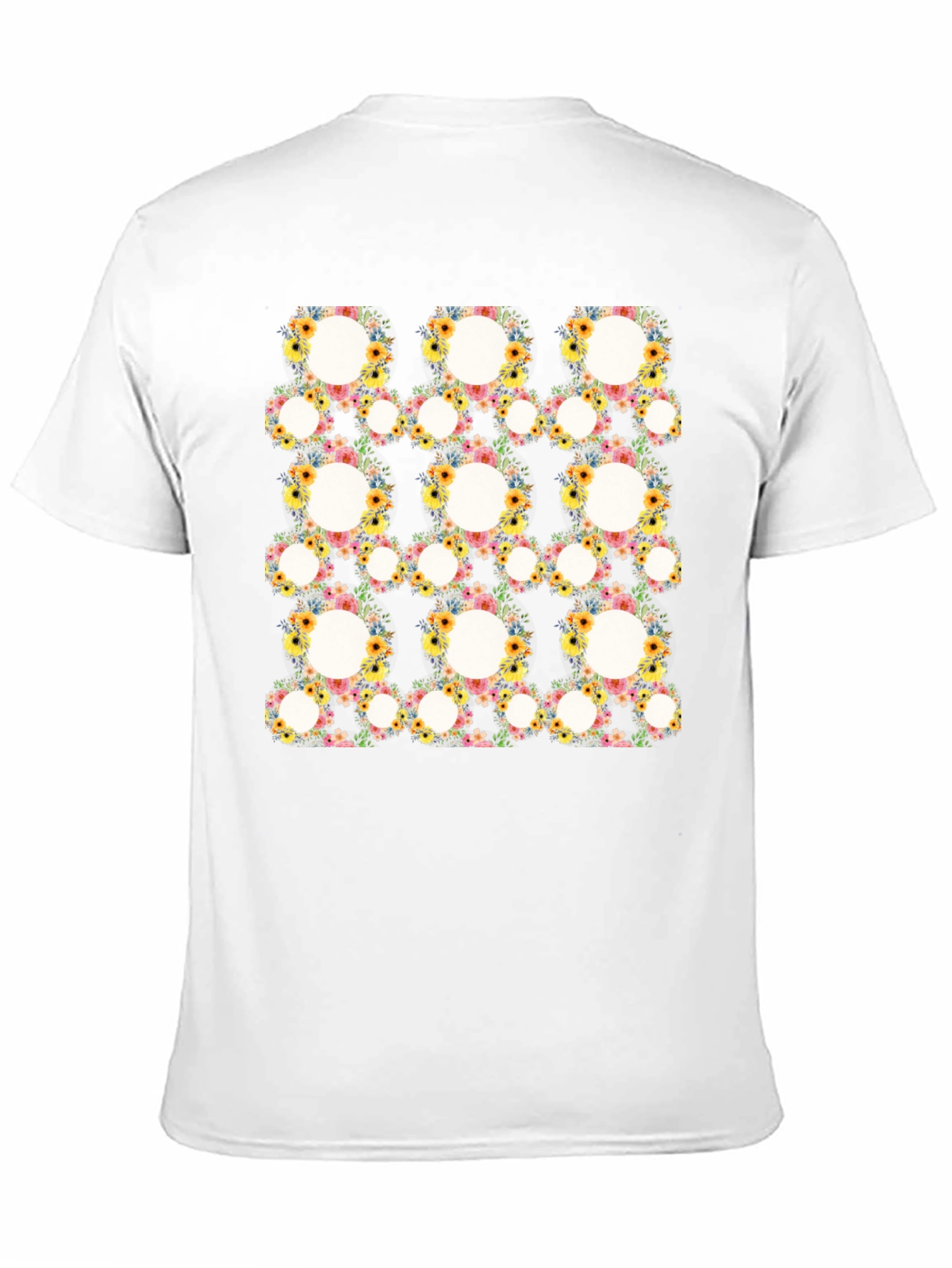 Floral Circle Patterned Black T-Shirt