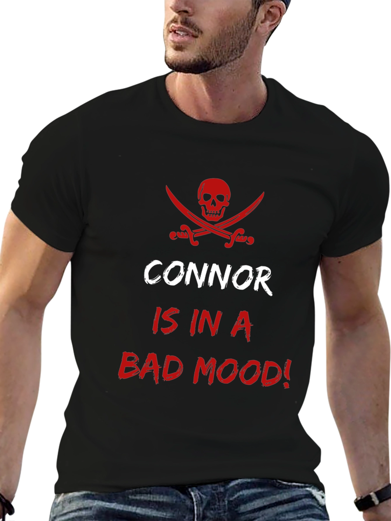 Connor Bad Mood Black Cotton T-Shirt