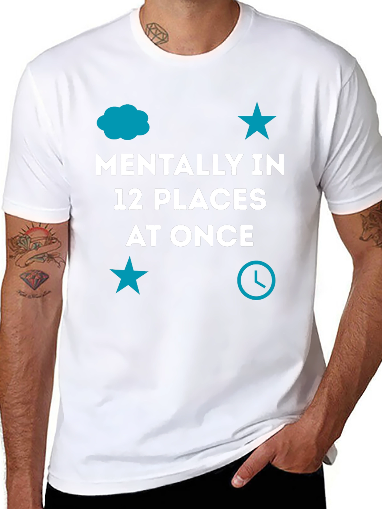 Mentally In 12 Places At Once Black T-Shirt