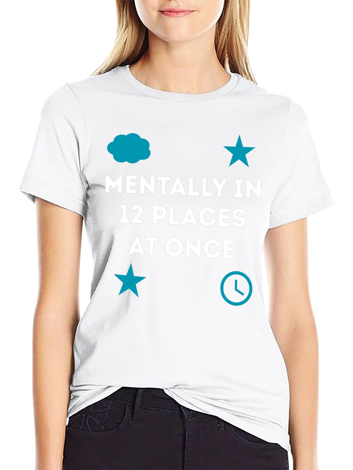 Mentally In 12 Places At Once Black T-Shirt
