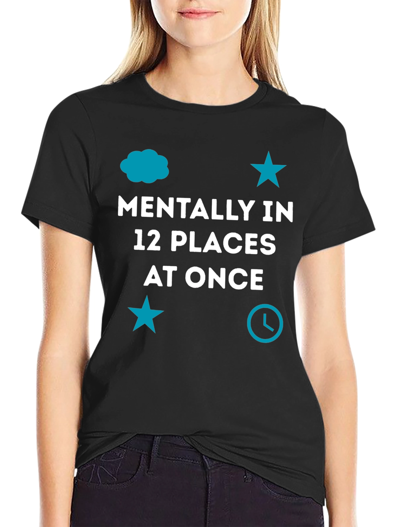 Mentally In 12 Places At Once Black T-Shirt