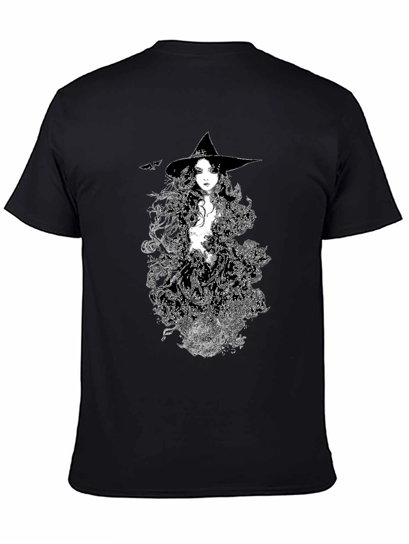 Witch Graphic Tee - Black Cotton T-Shirt