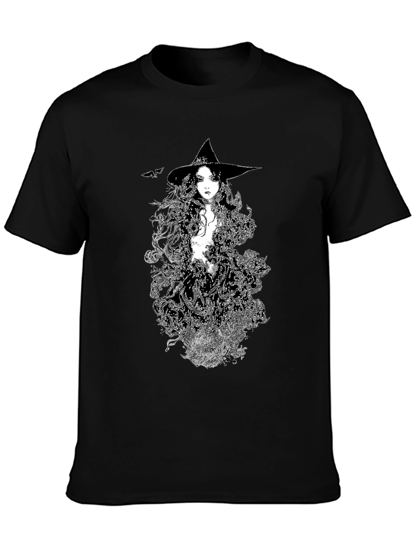 Witch Graphic Tee - Black Cotton T-Shirt