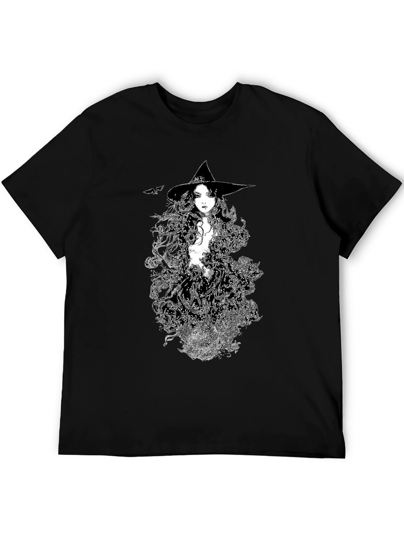 Witch Graphic Tee - Black Cotton T-Shirt