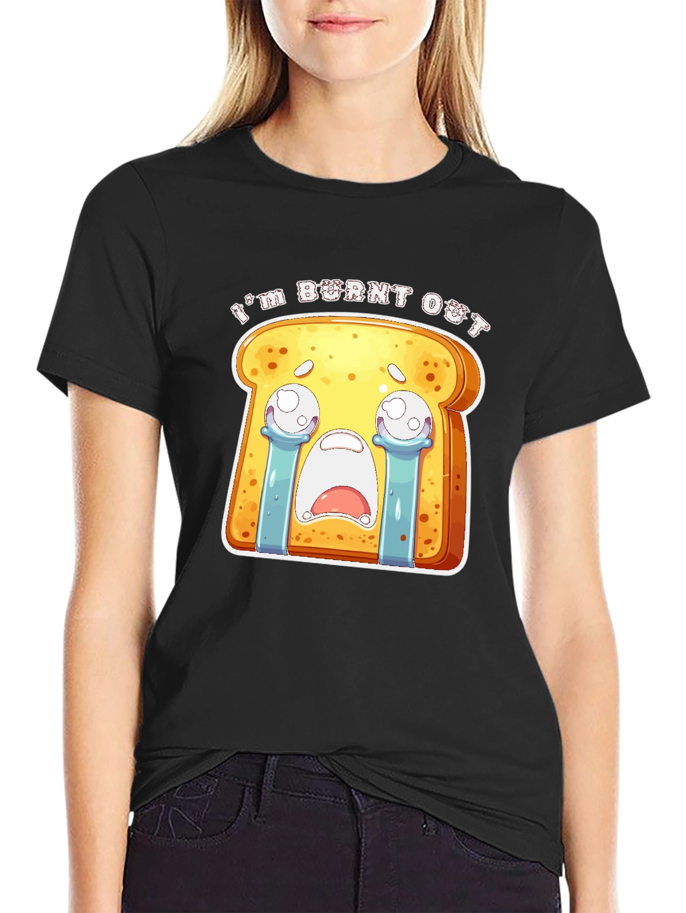 Im Burnt Out Funny Toast Cartoon T-Shirt