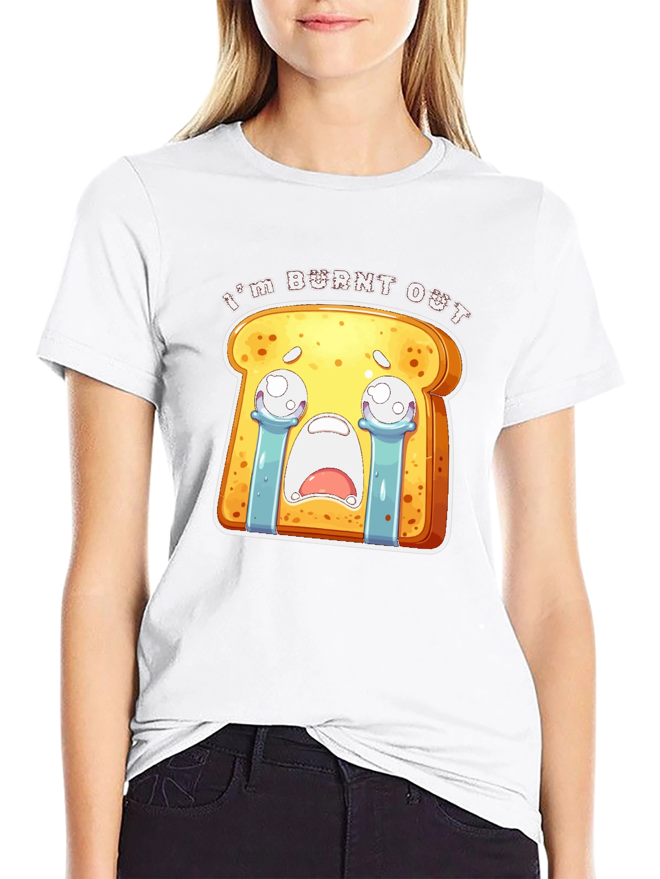 Im Burnt Out Funny Toast Cartoon T-Shirt