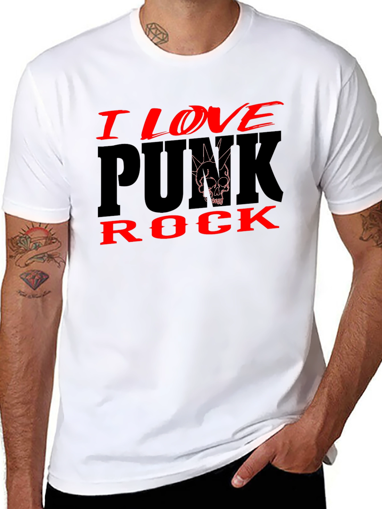 I Love Punk Rock Black Graphic Tee Shirt
