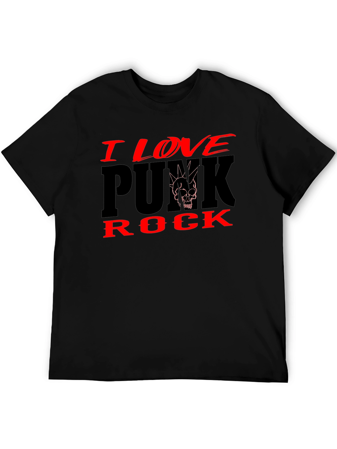 I Love Punk Rock Black Graphic Tee Shirt
