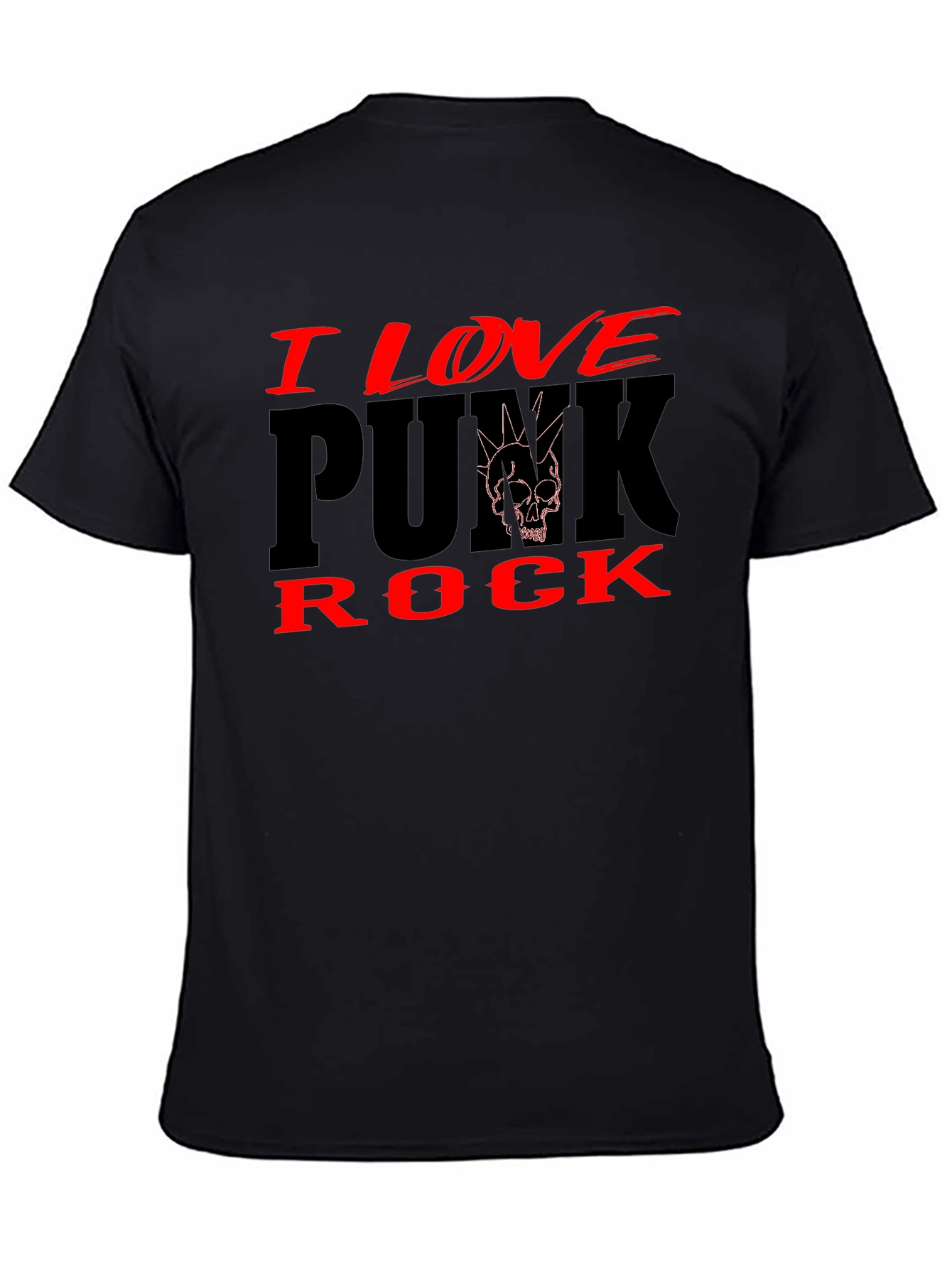 I Love Punk Rock Black Graphic Tee Shirt