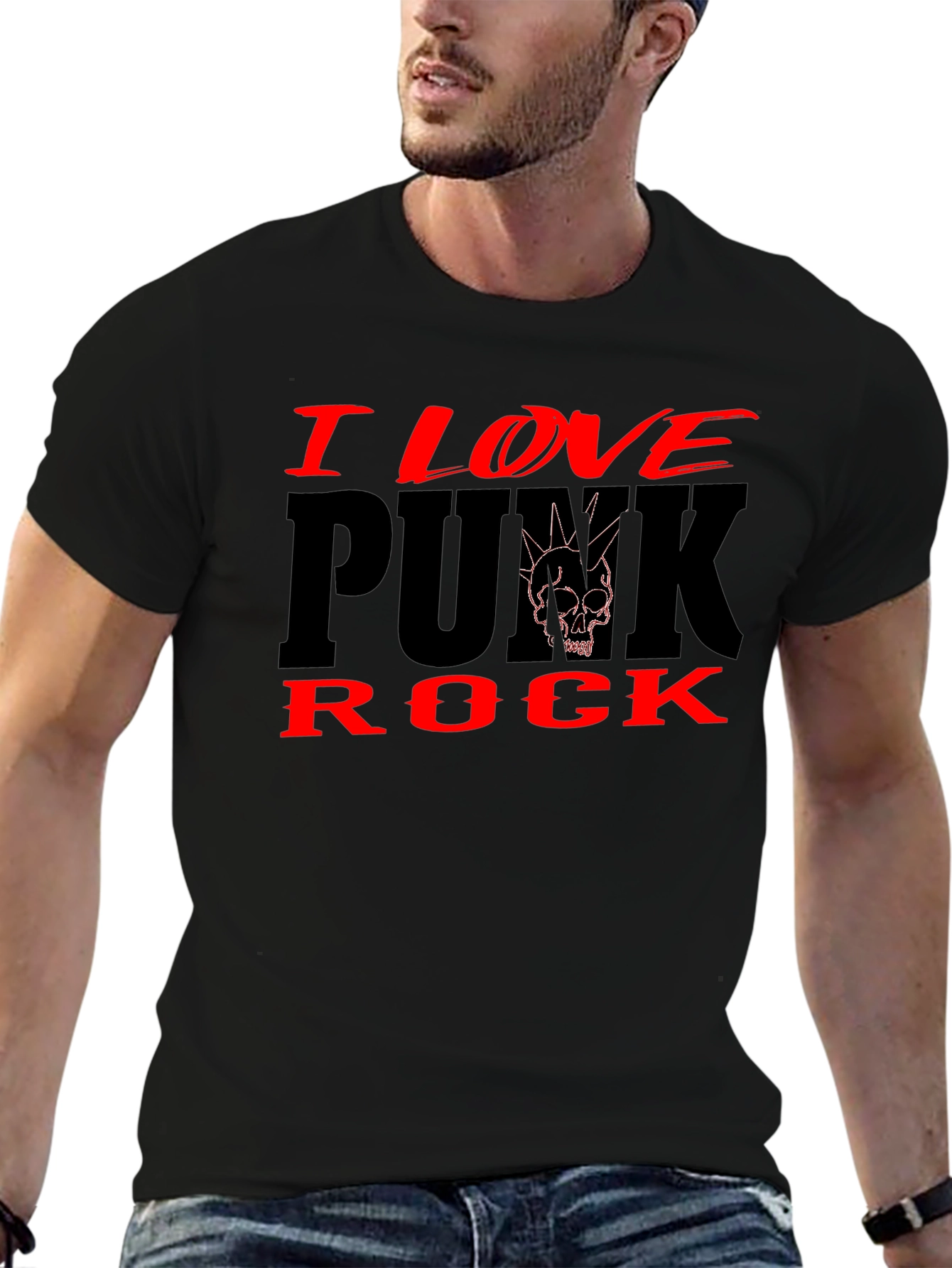 I Love Punk Rock Black Graphic Tee Shirt