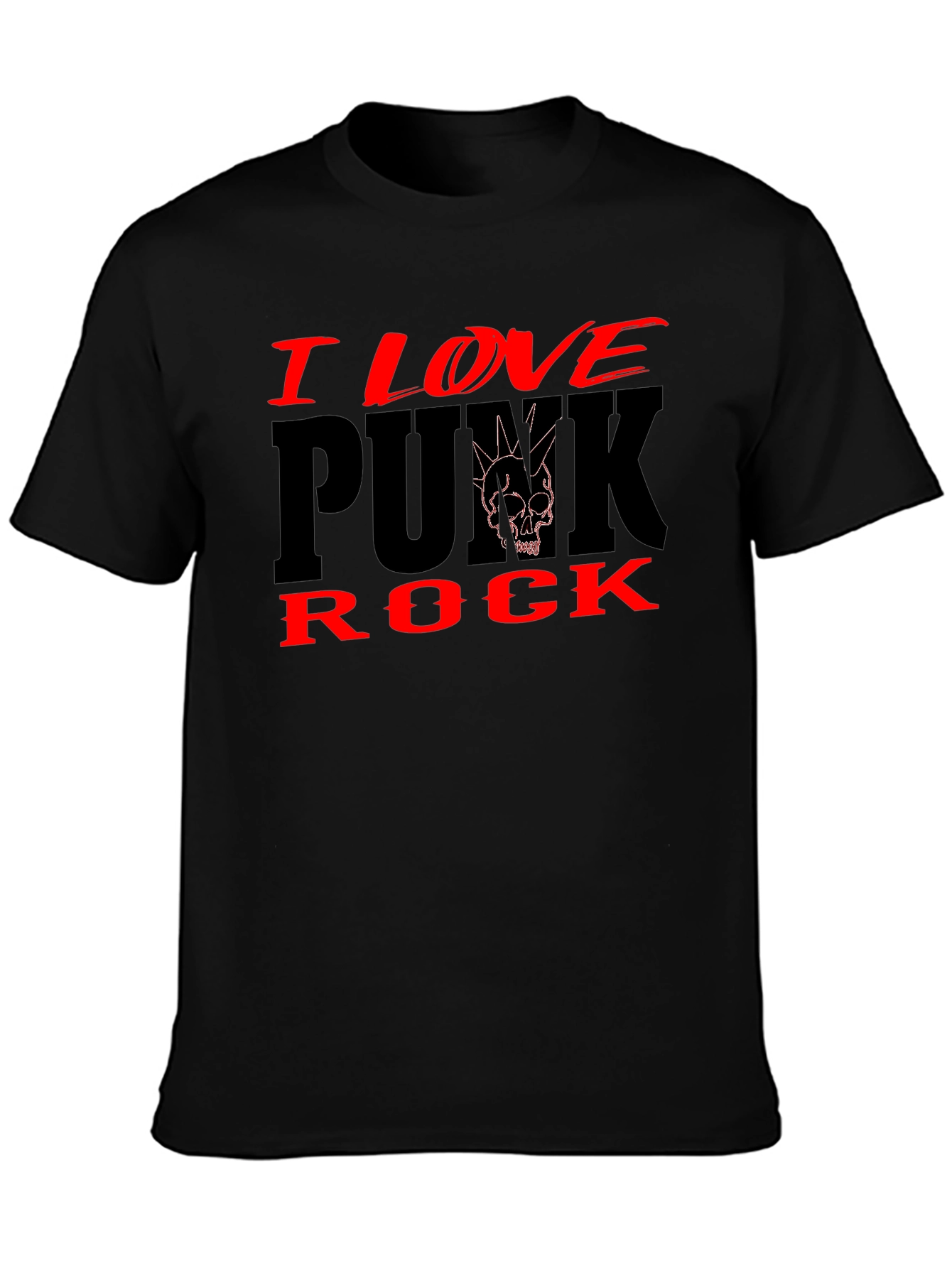 I Love Punk Rock Black Graphic Tee Shirt