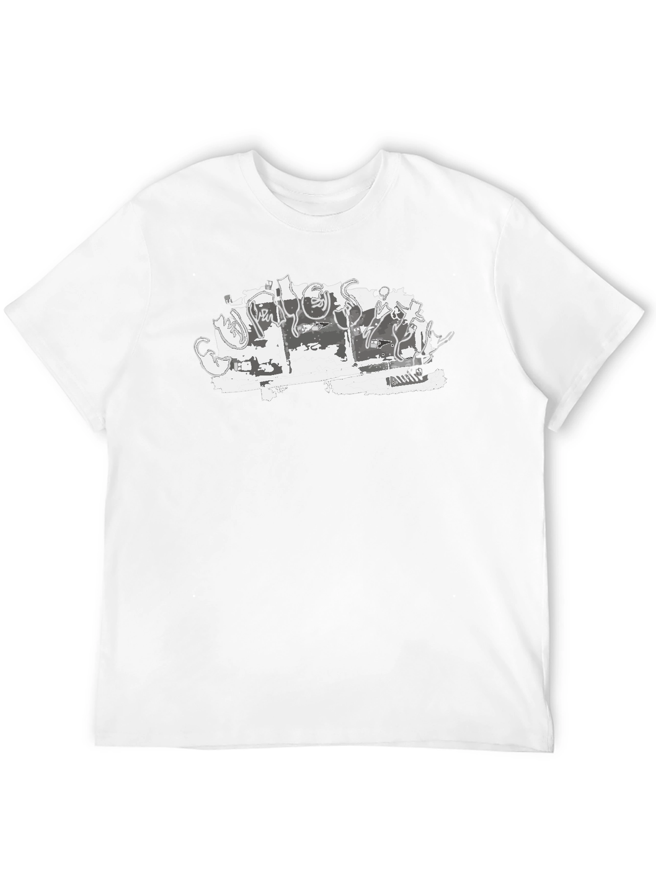 Abstract Cat Sketch Black Tee