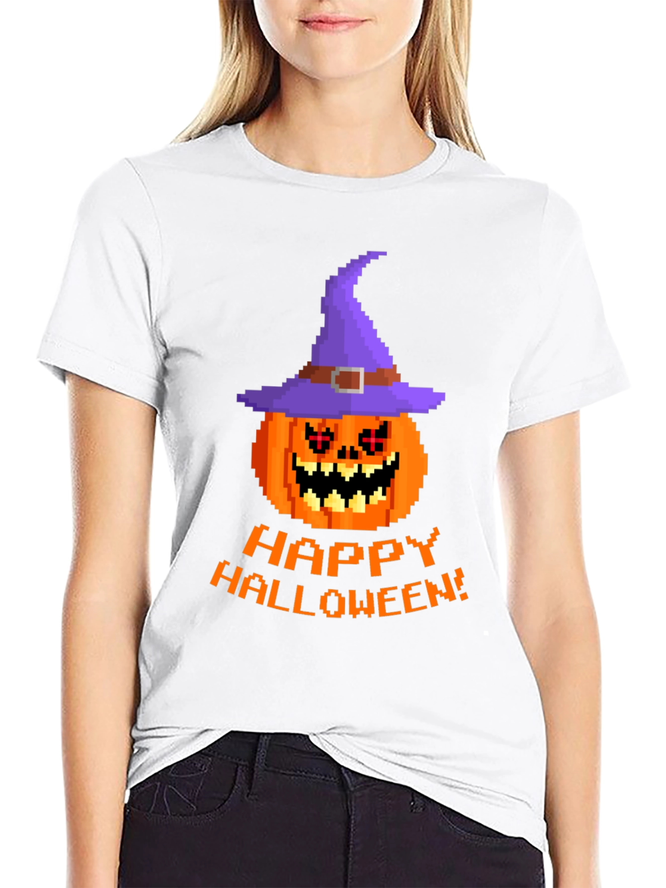 Pixel Art Pumpkin Halloween T-Shirt