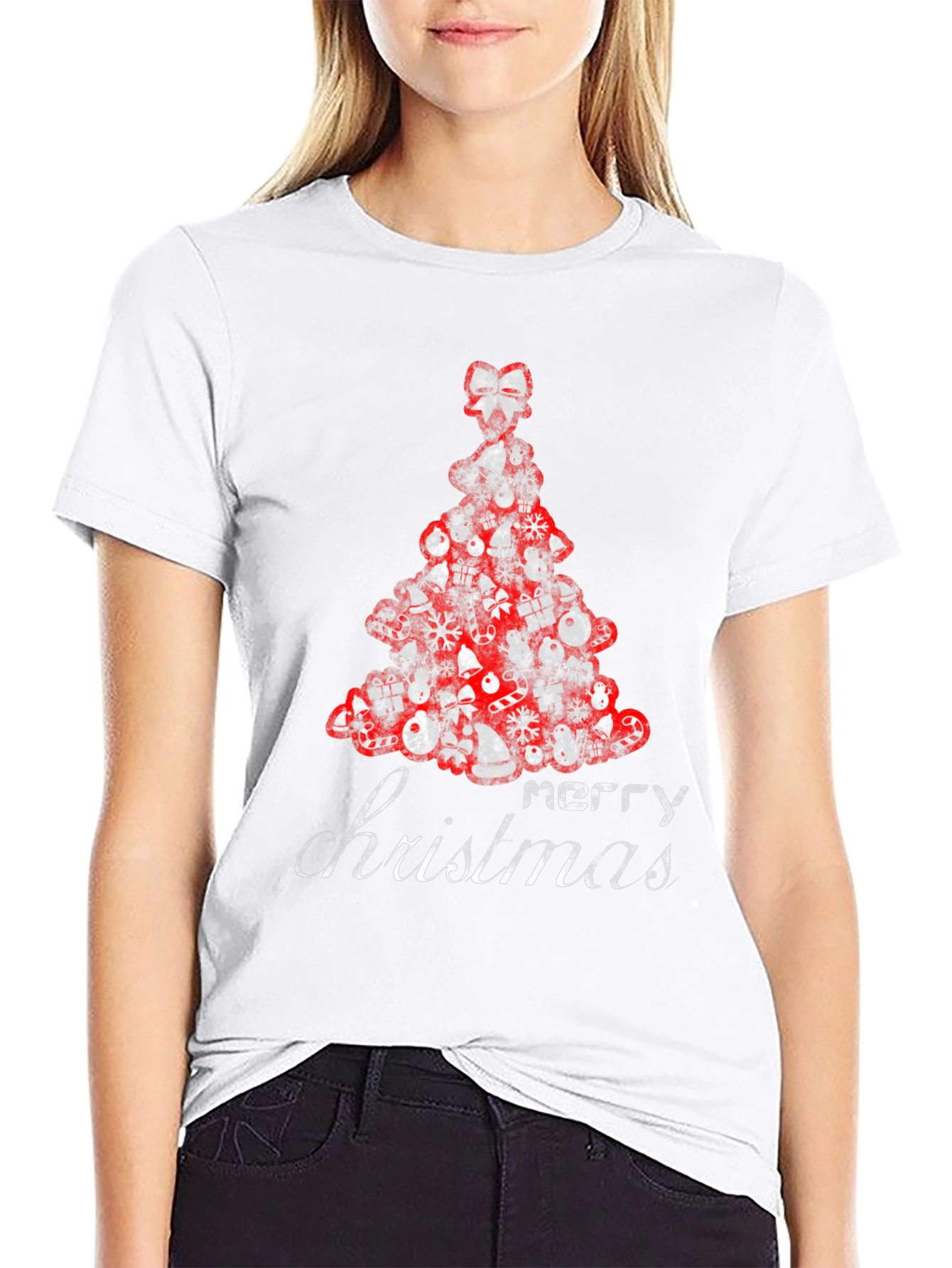 Festive Merry Christmas Tree Graphic Tee
