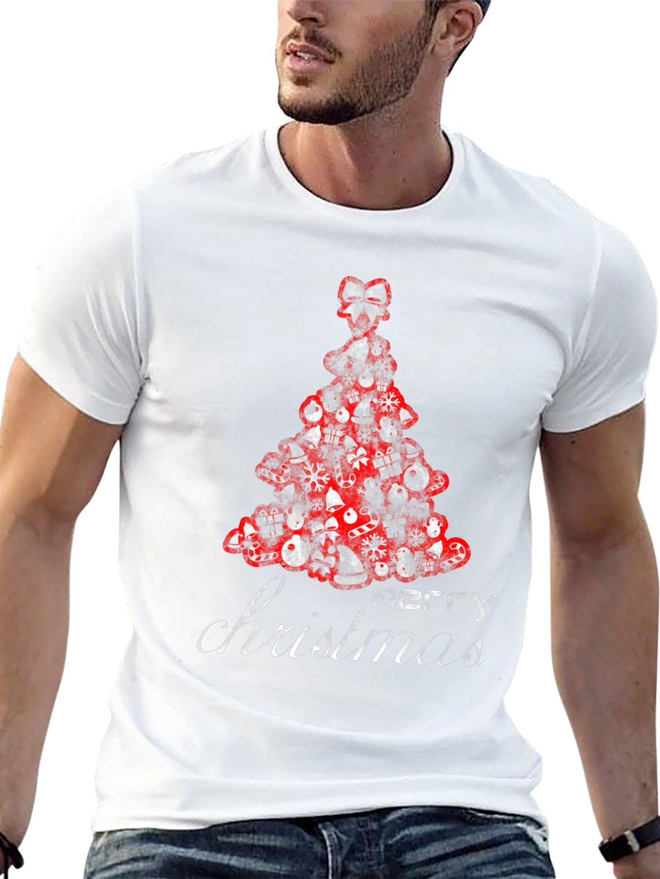 Festive Merry Christmas Tree Graphic Tee