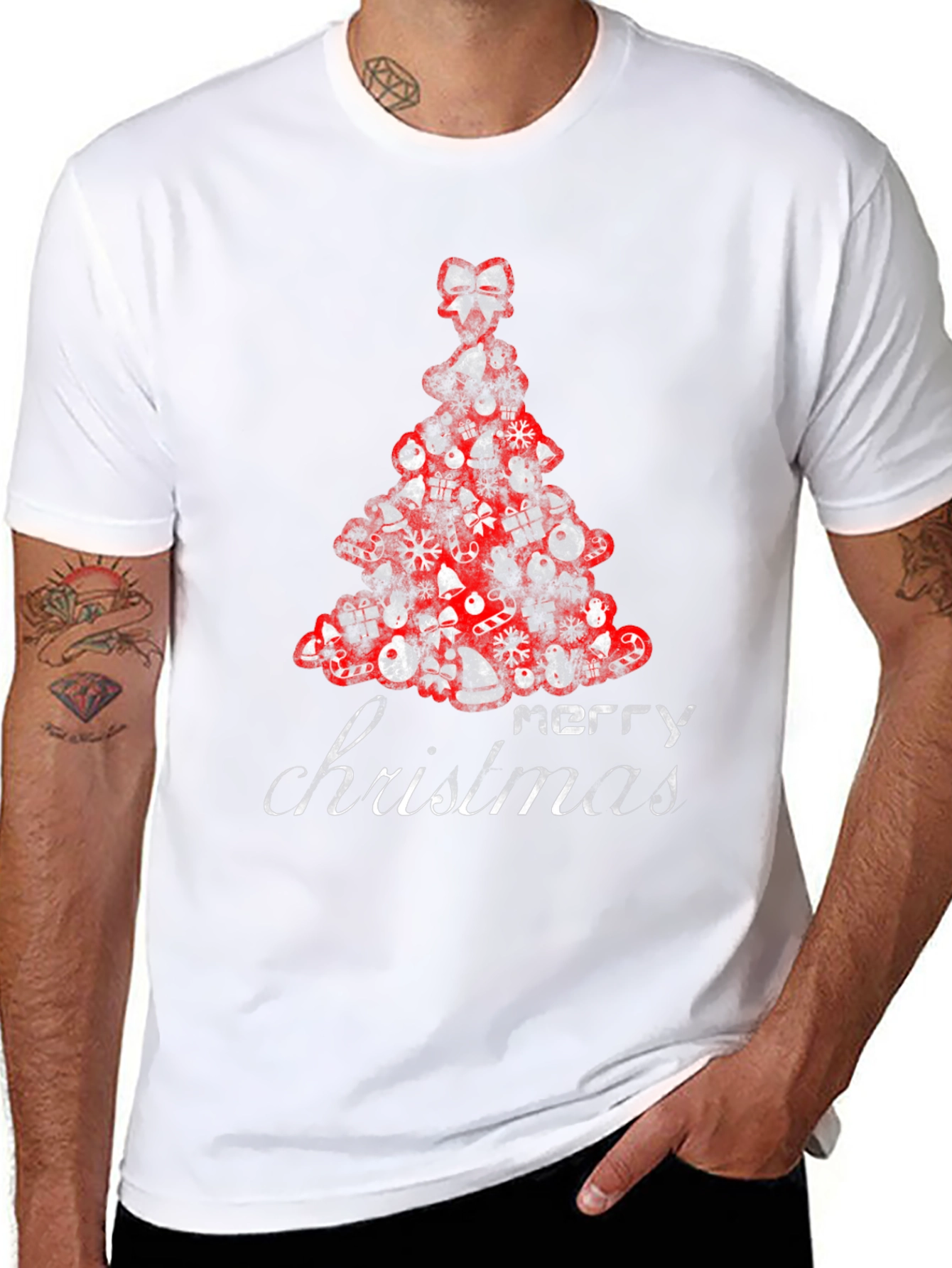 Festive Merry Christmas Tree Graphic Tee
