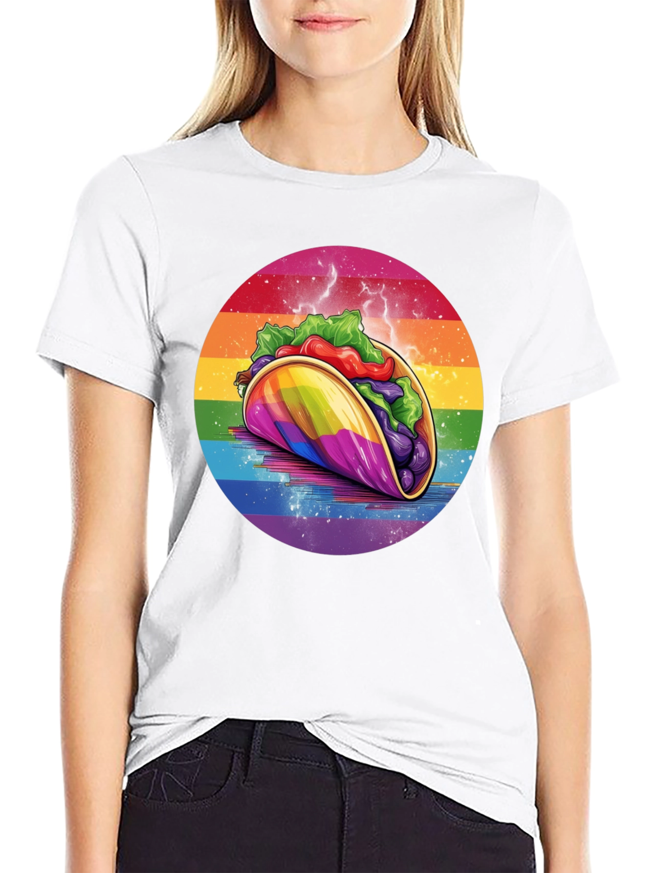 Rainbow Taco Graphic Tee - Fun Foodie T-Shirt