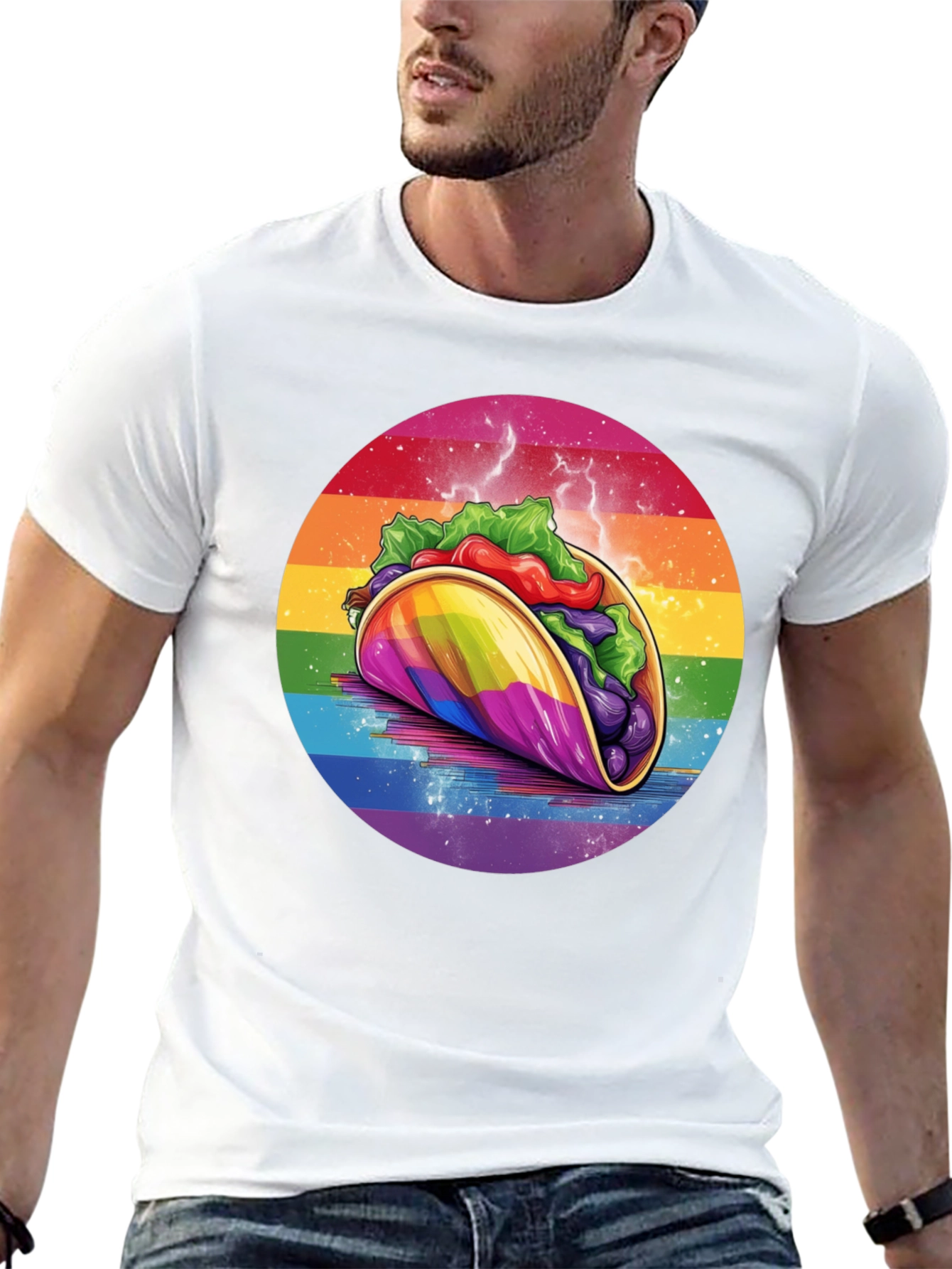 Rainbow Taco Graphic Tee - Fun Foodie T-Shirt
