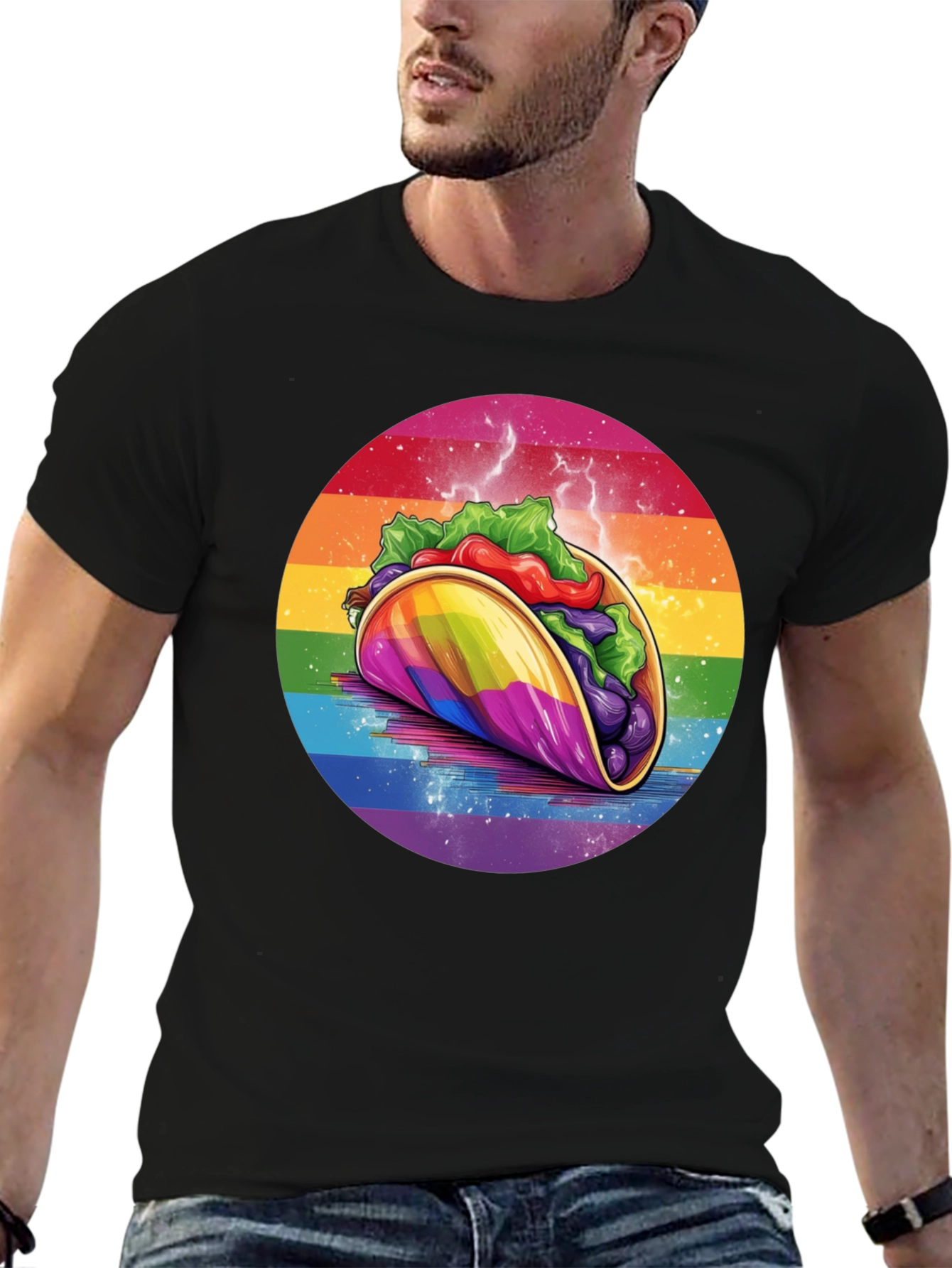 Rainbow Taco Graphic Tee - Fun Foodie T-Shirt