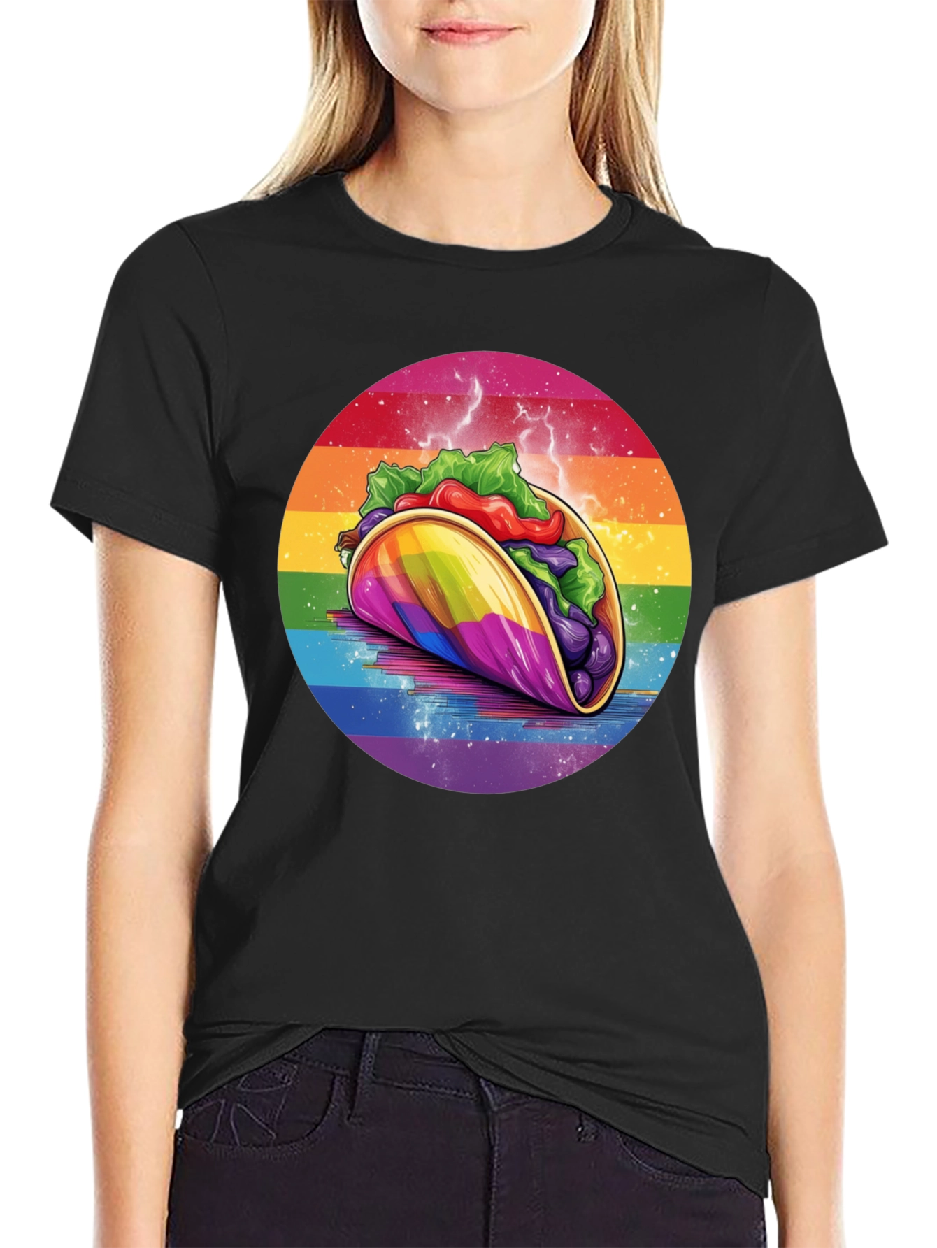 Rainbow Taco Graphic Tee - Fun Foodie T-Shirt