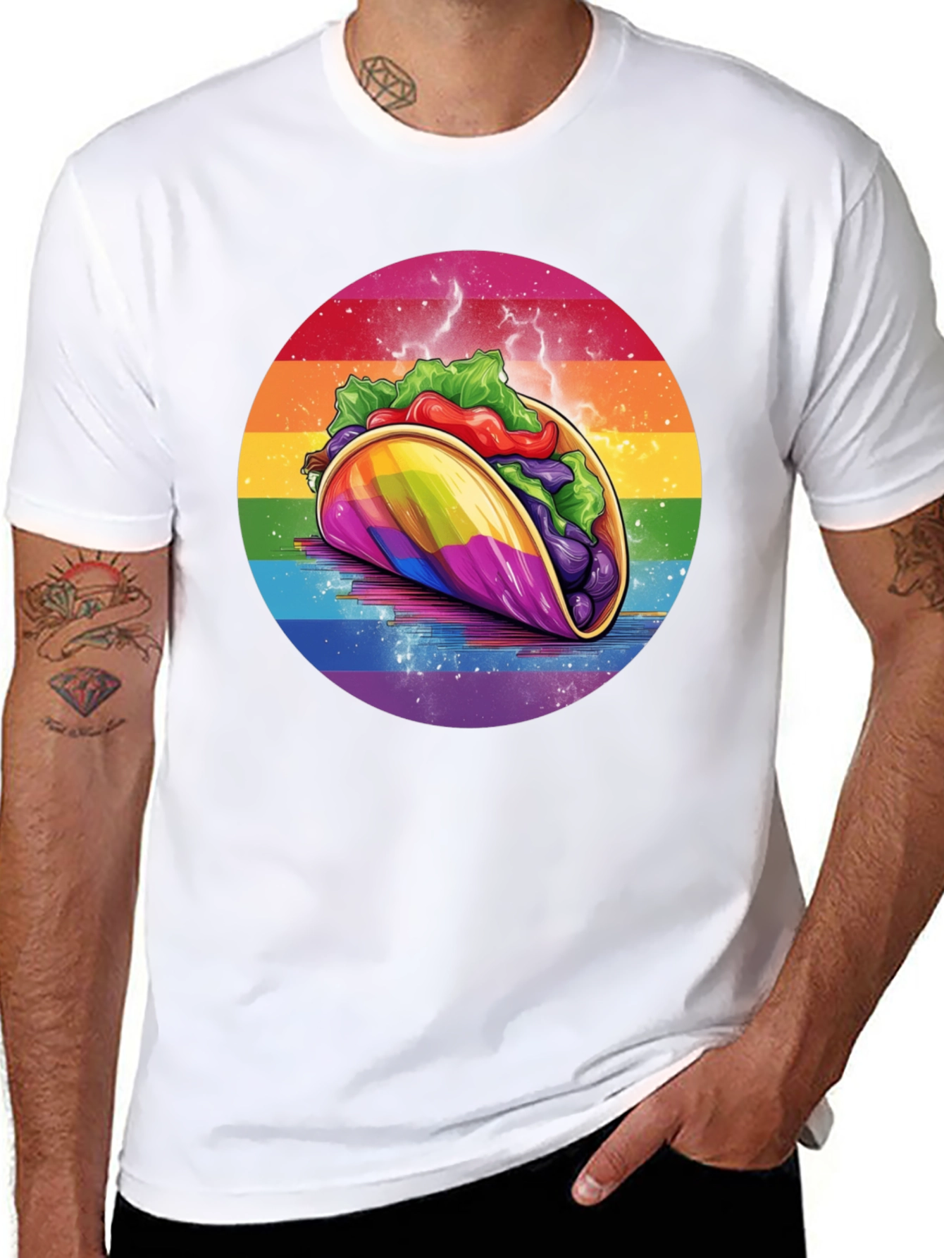 Rainbow Taco Graphic Tee - Fun Foodie T-Shirt