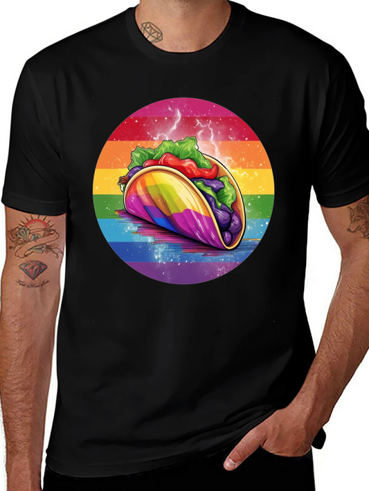 Rainbow Taco Graphic Tee - Fun Foodie T-Shirt
