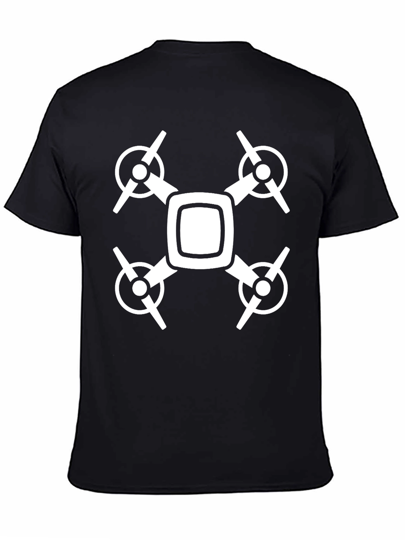 Drone Graphic T-Shirt - Black Crew Neck Tee