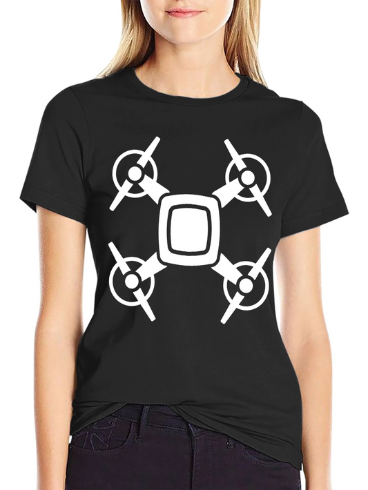Drone Graphic T-Shirt - Black Crew Neck Tee
