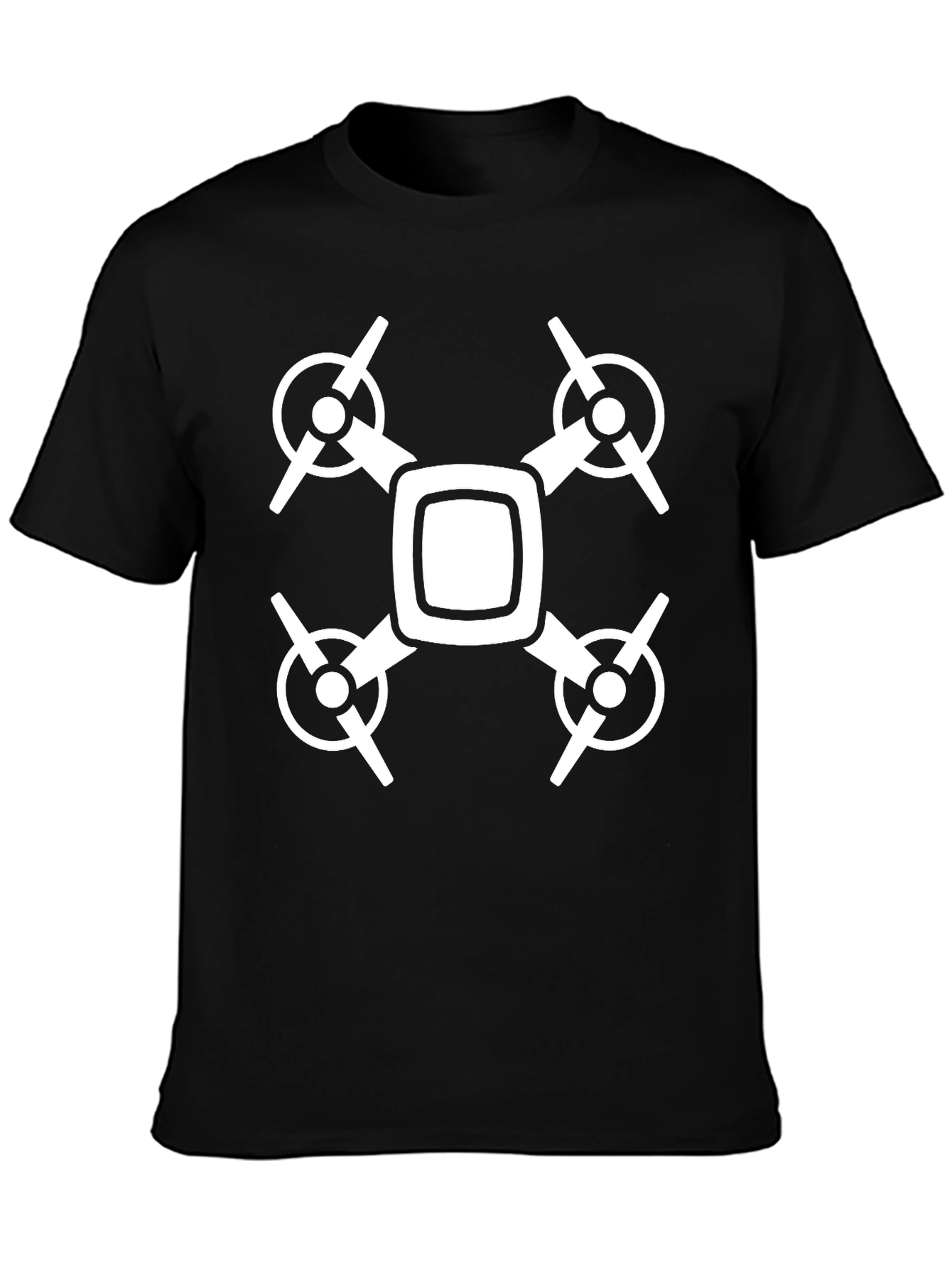 Drone Graphic T-Shirt - Black Crew Neck Tee