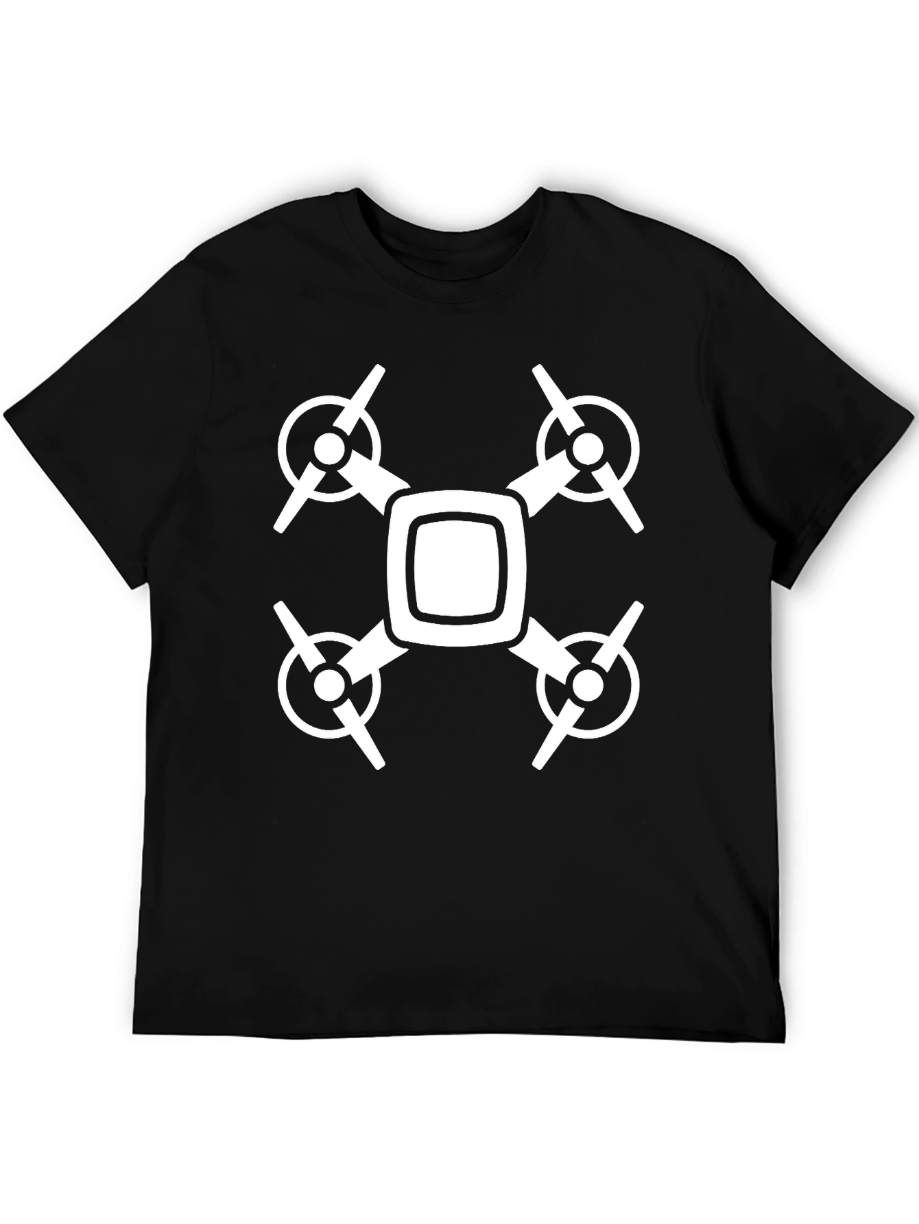 Drone Graphic T-Shirt - Black Crew Neck Tee