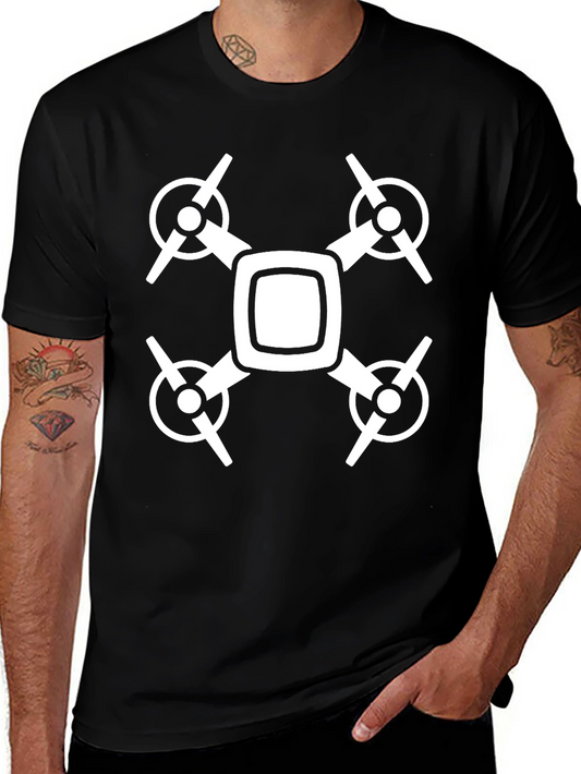 Drone Graphic T-Shirt - Black Crew Neck Tee
